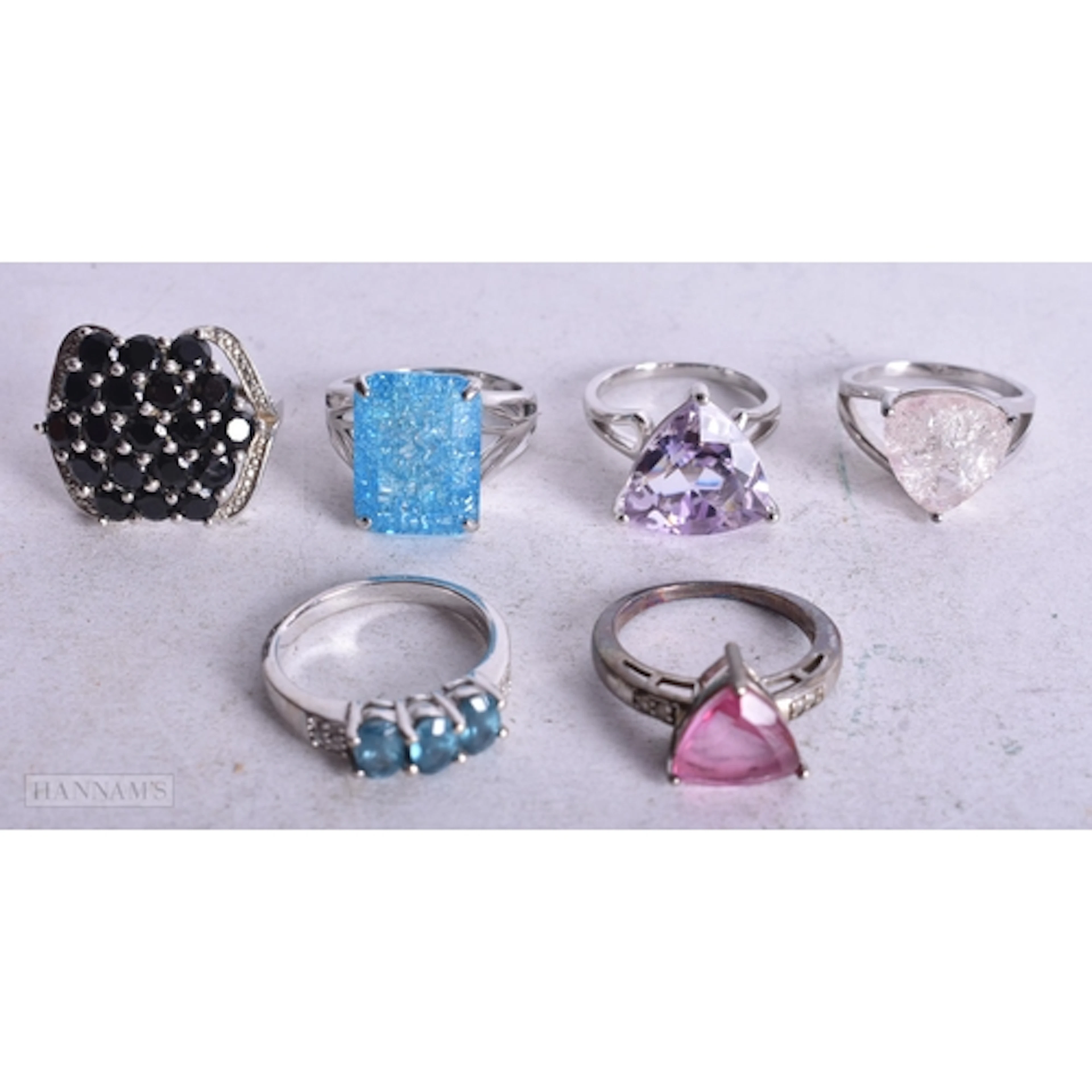 Collection of Sterling Silver TGGC Rings inc. Topaz, Amethys...