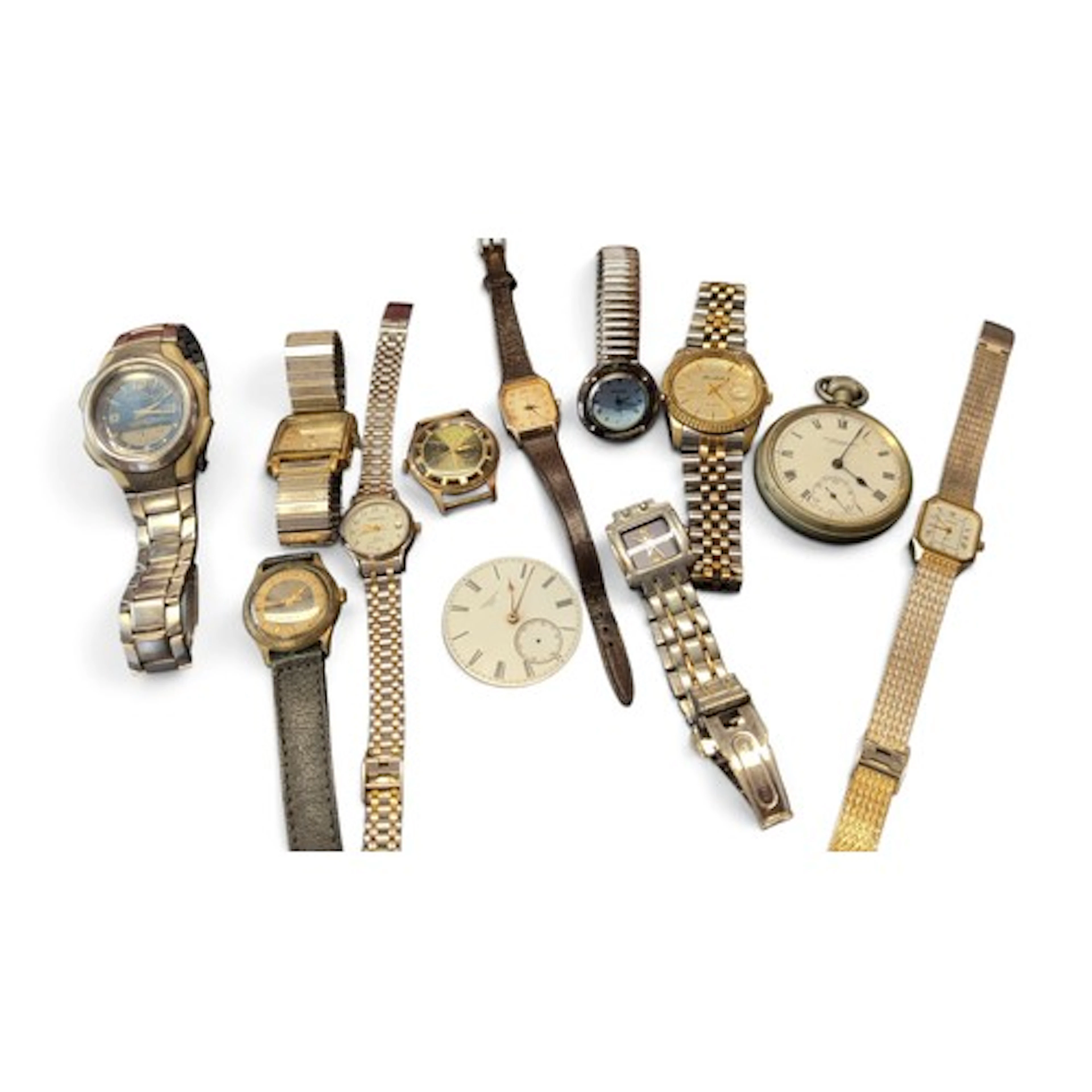 A group of assorted wristwatches and a pocket watch, includi...
