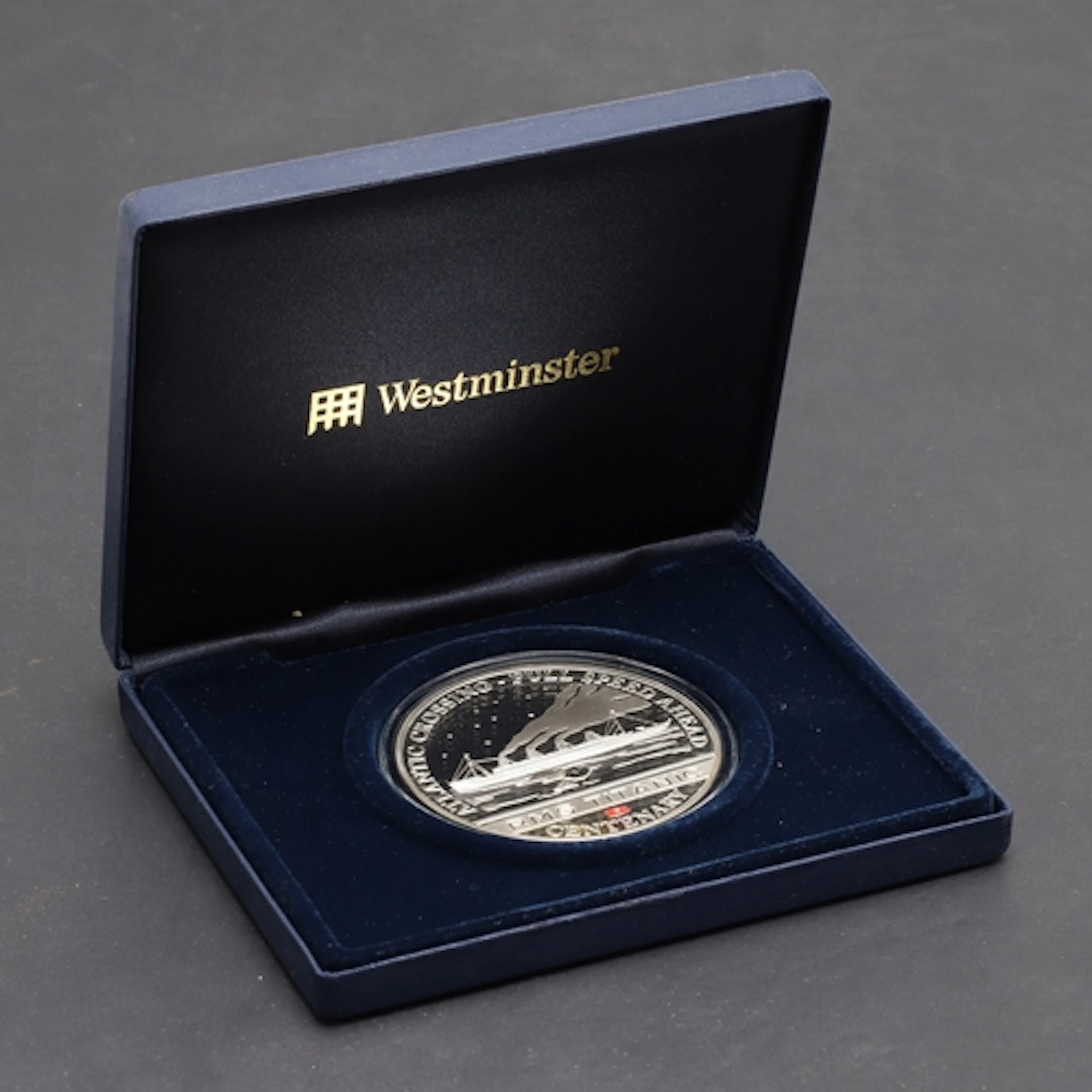 AN R.M.S. TITANIC CENTENARY SILVER 5 OZ PROOF COIN, 2012. An...