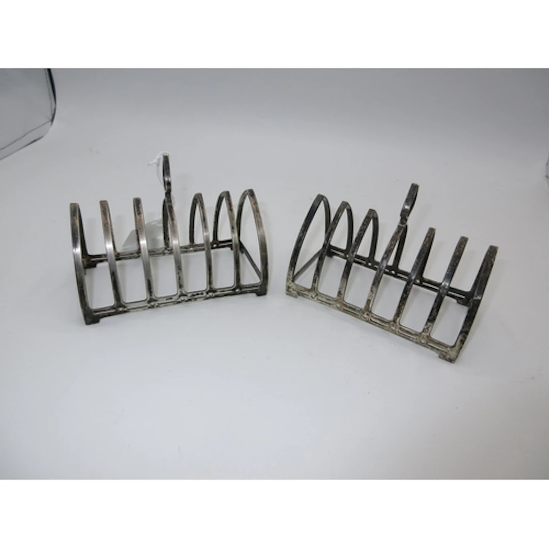 Pair of Silver 7 Bar Toast Racks, Birmingham 1936, Maker D&F...