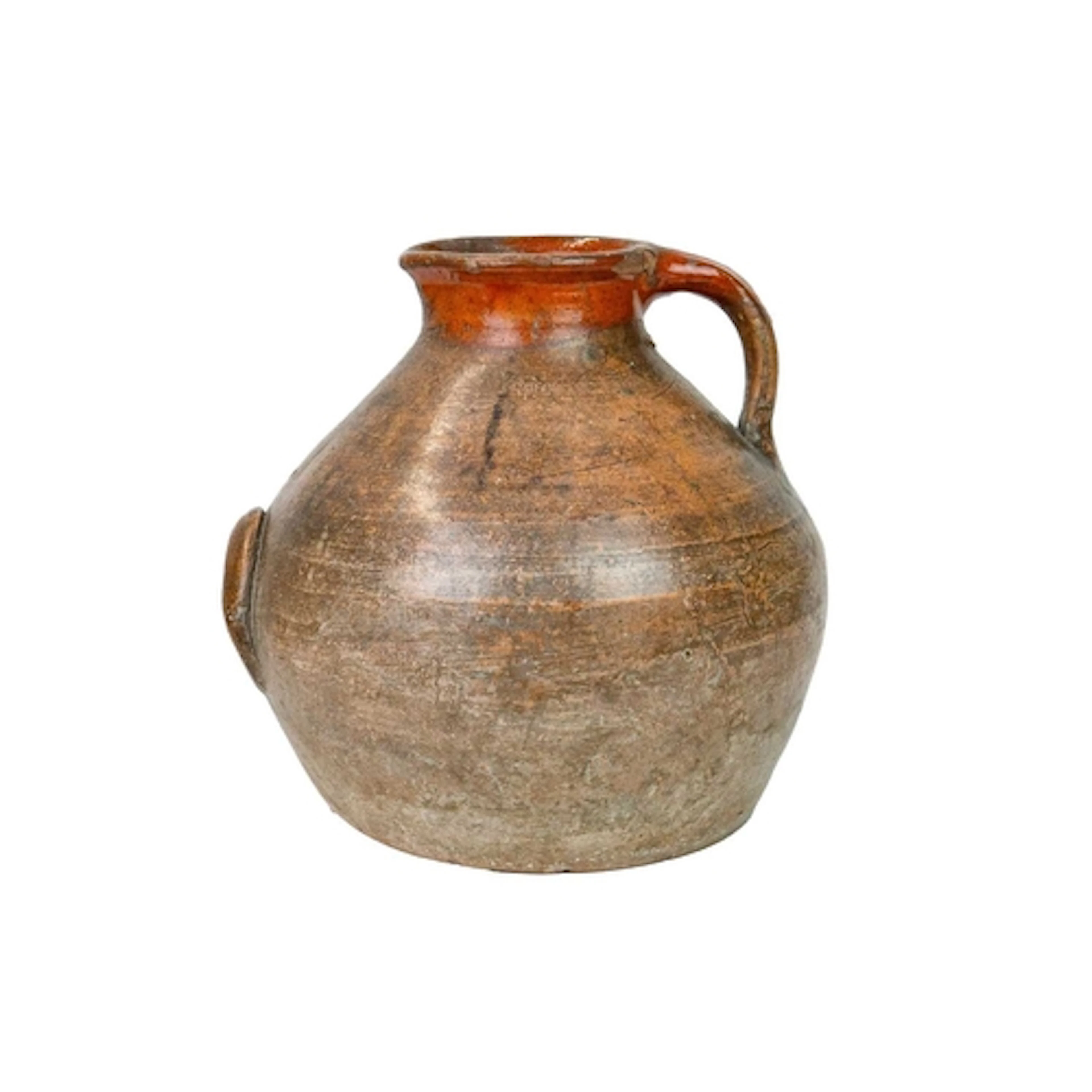 A large pottery storage jug. 18th century, with a broad, rou...