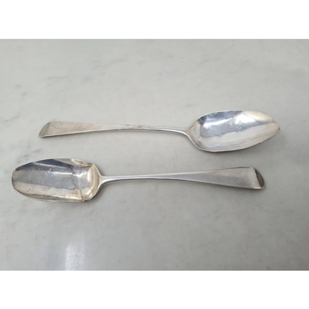 Two George III silver Table Spoons, old english pattern, Lon...