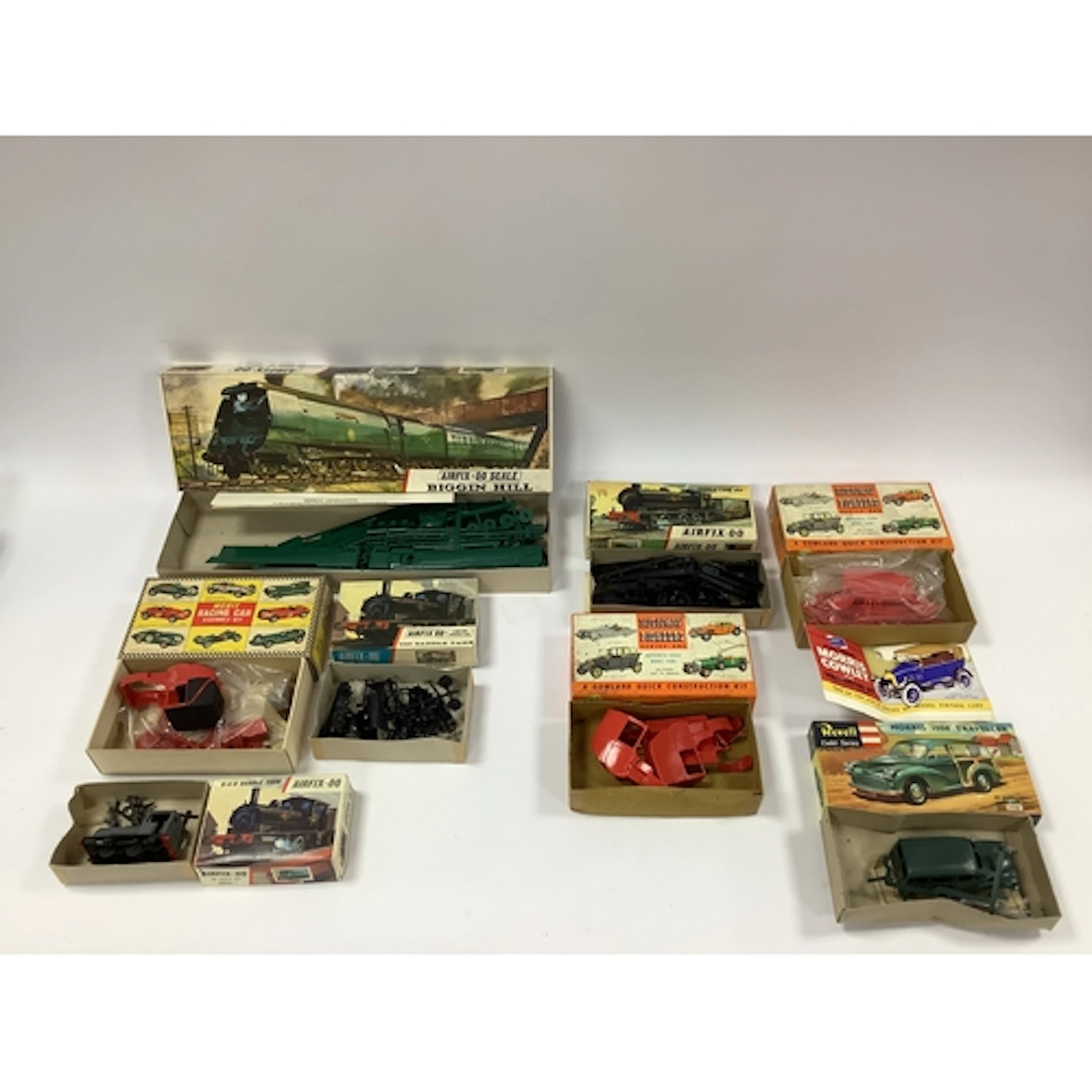 Eight Railway and Car themed plastic kits by Gowland, Revell...