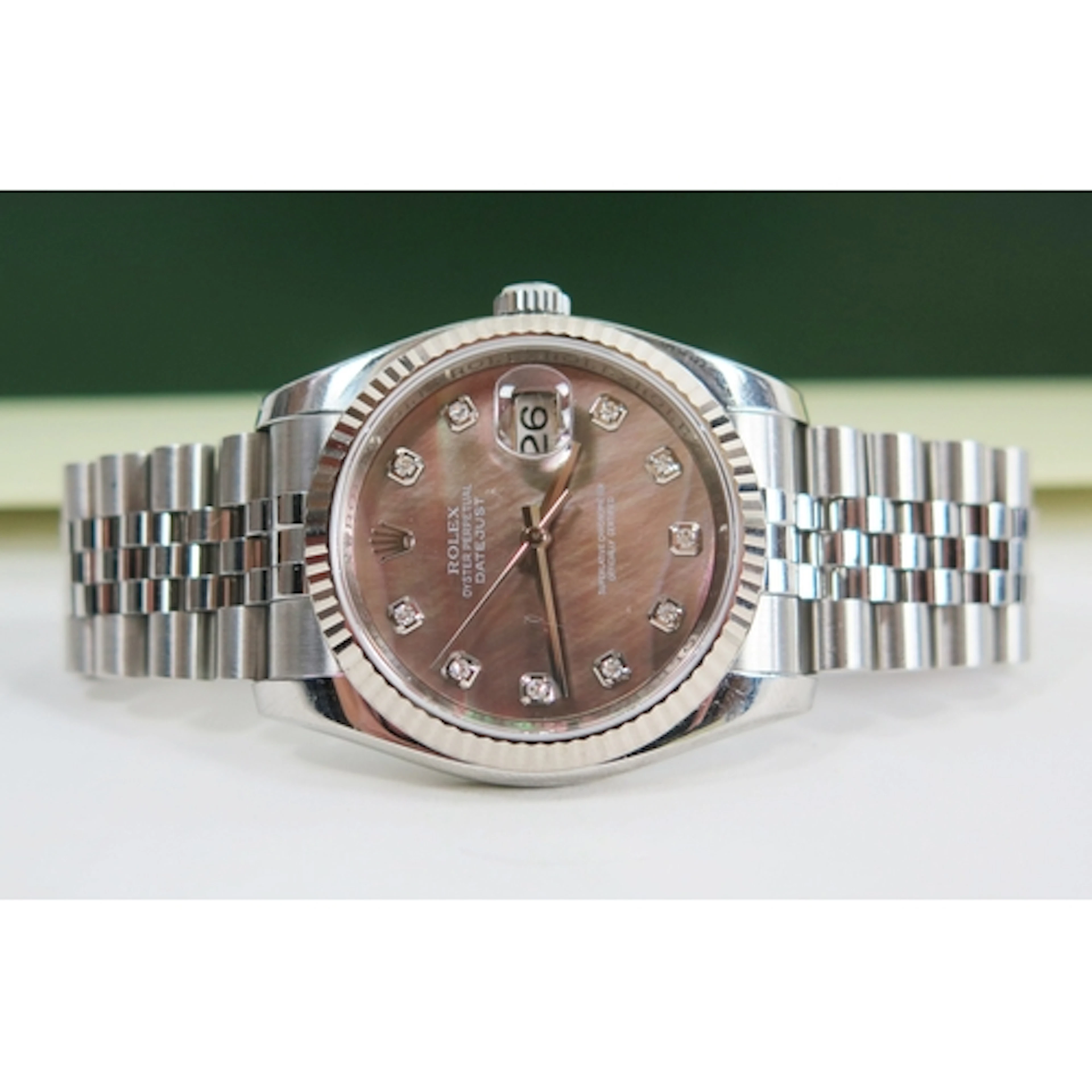 A ROLEX Oyster Datejust stainless steel automatic wristwatch...