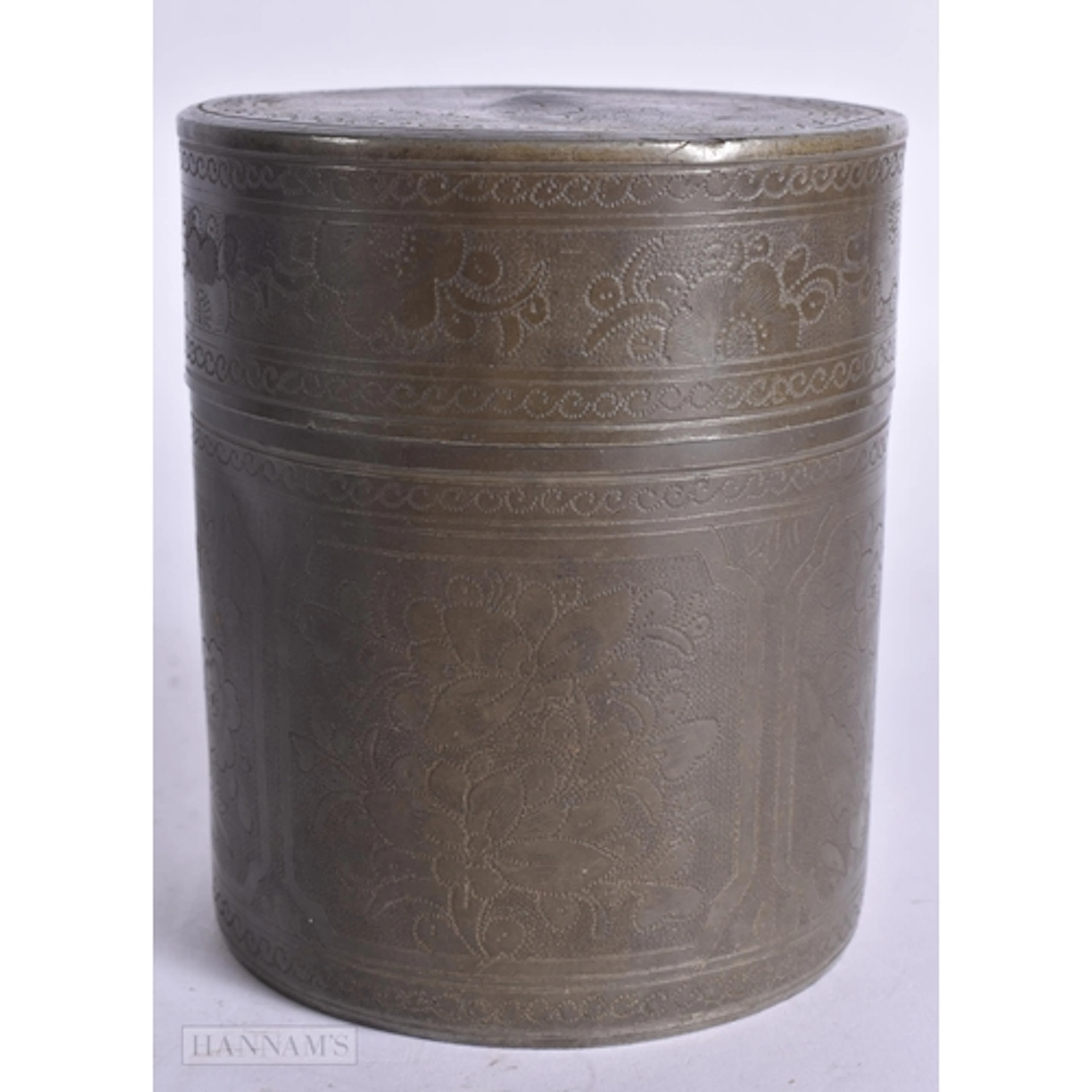A 19TH CENTURY CHINESE PEWTER TOBACCO JAR AND COVER Late Qin...