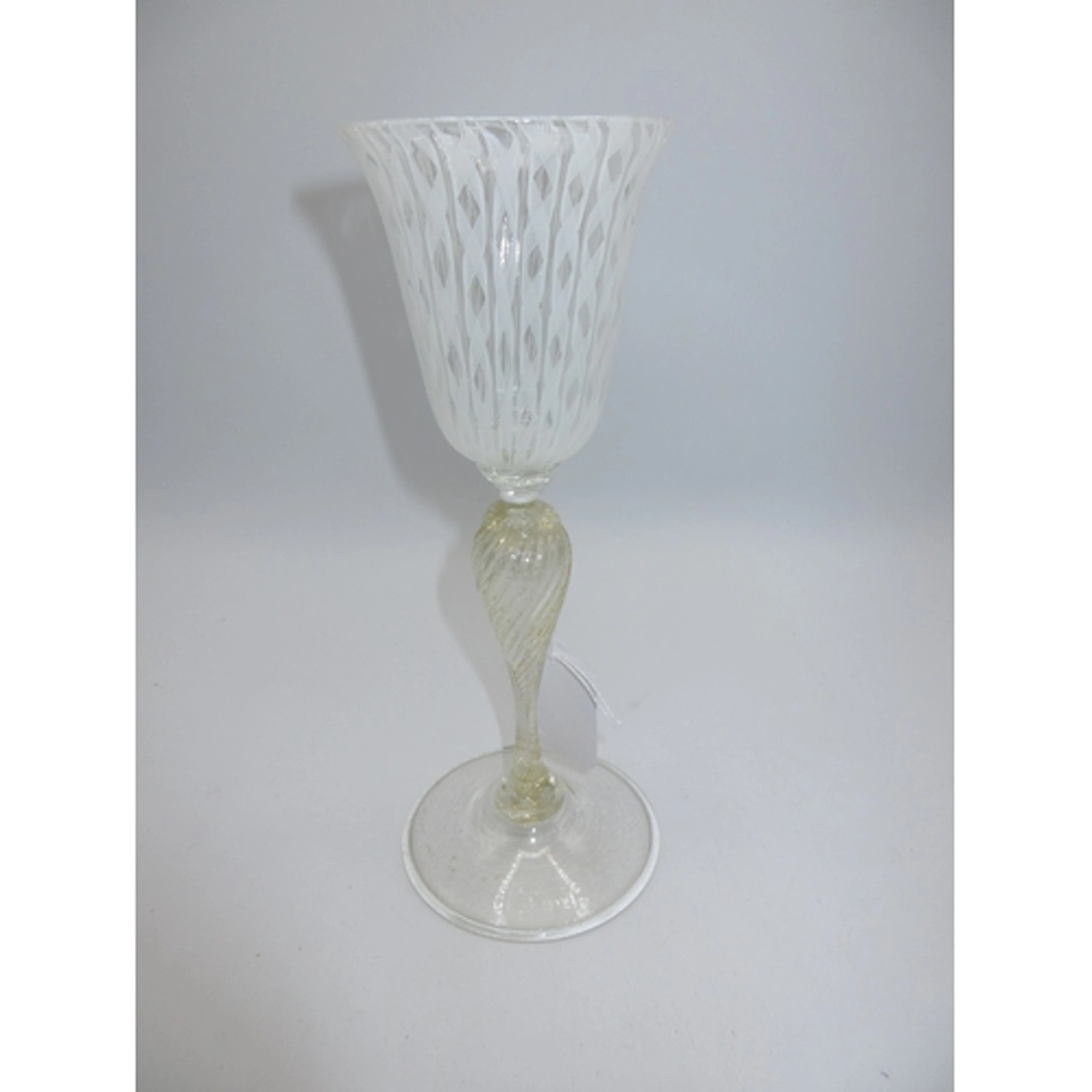 Salviati Latticino Wine Goblet, circa 1900, 21.5cm