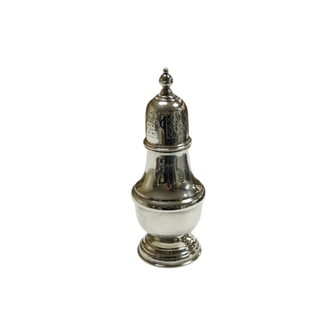 An Elizabeth II silver baluster form sugar caster in 18th ce...