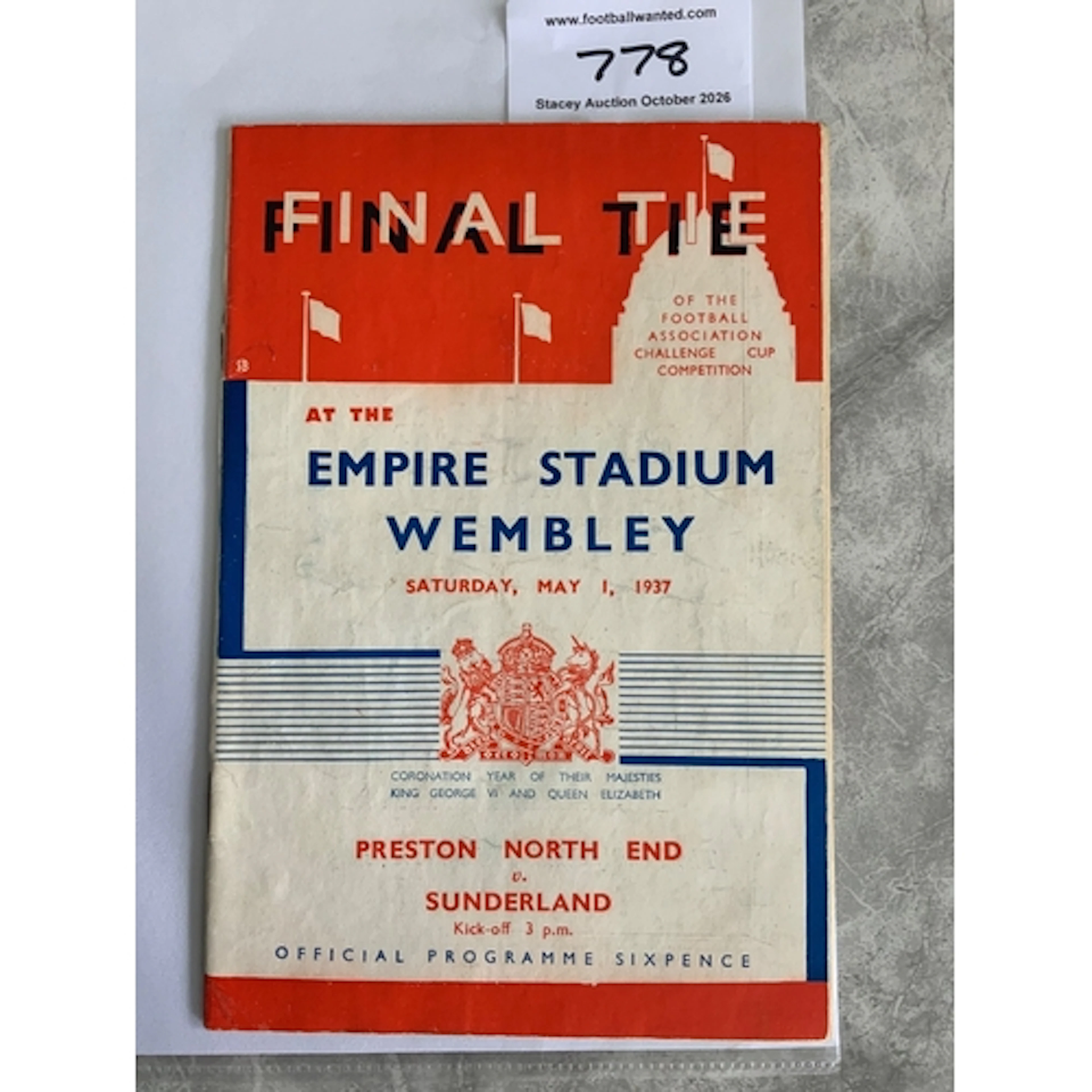 1937 FA Cup Final Football Programme: Preston v Sunderland i...