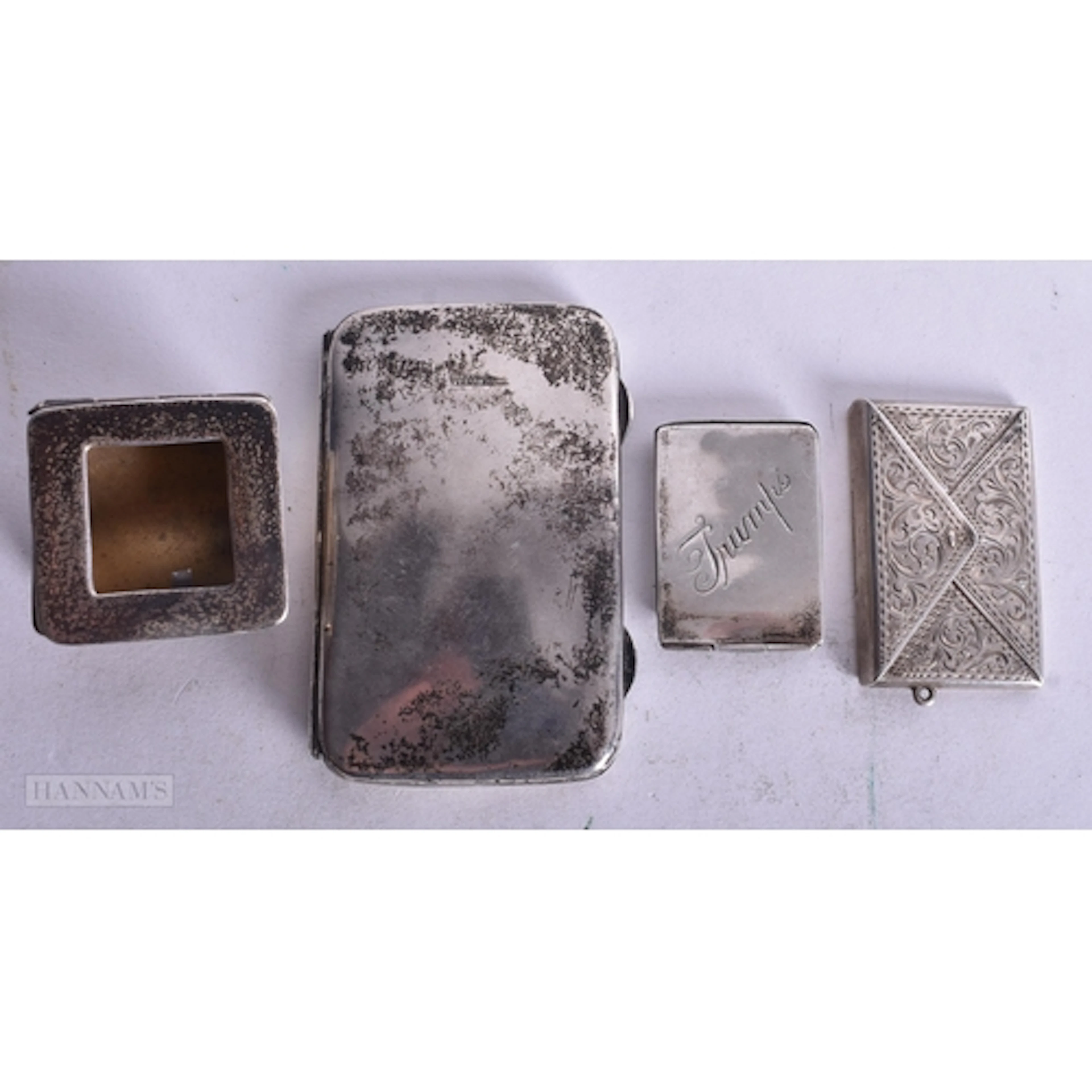 ASSORTED ANTIQUE SILVER BOXES. 63 grams. (4)