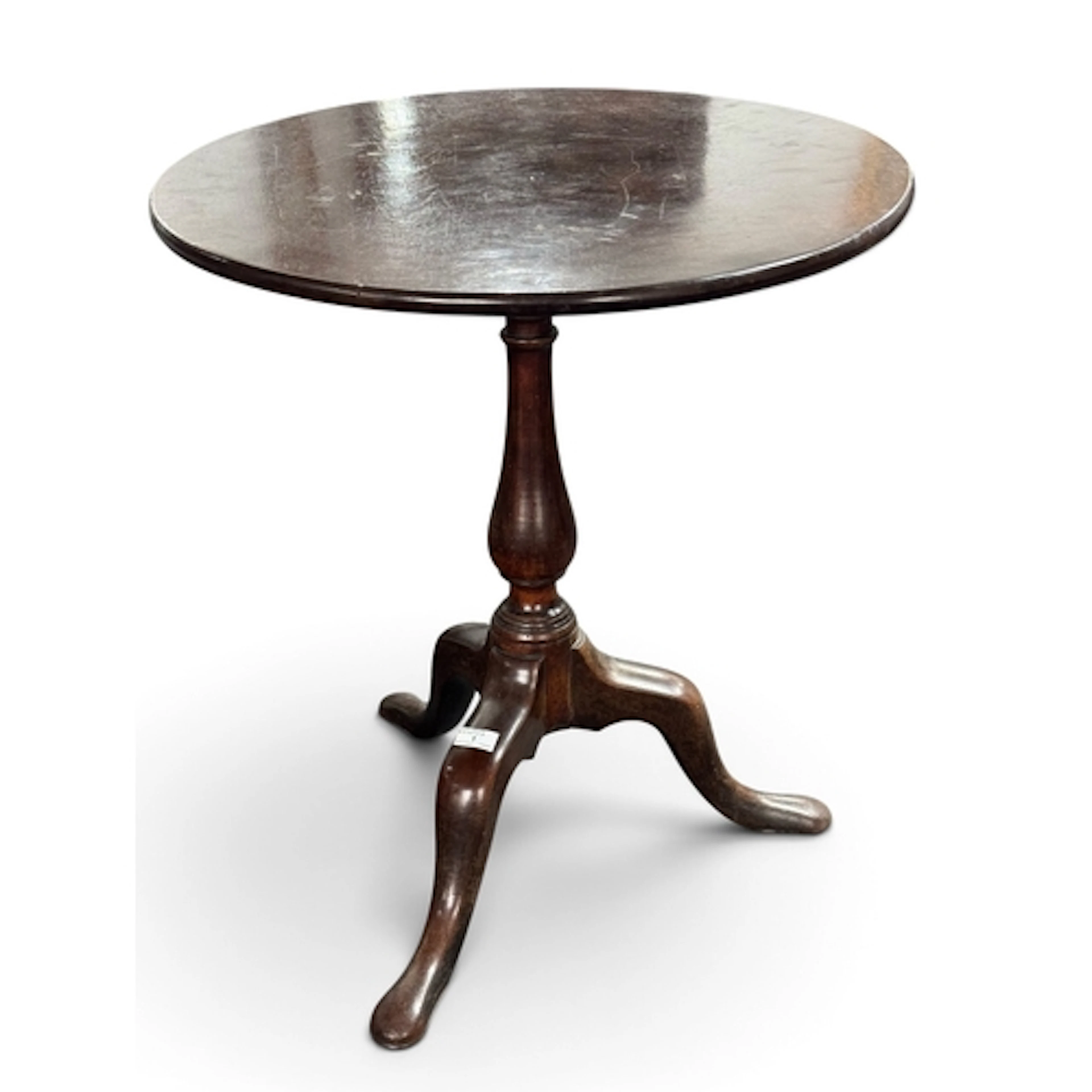 Furniture: Cuban mahogany tilt-top tripod table, small propo...