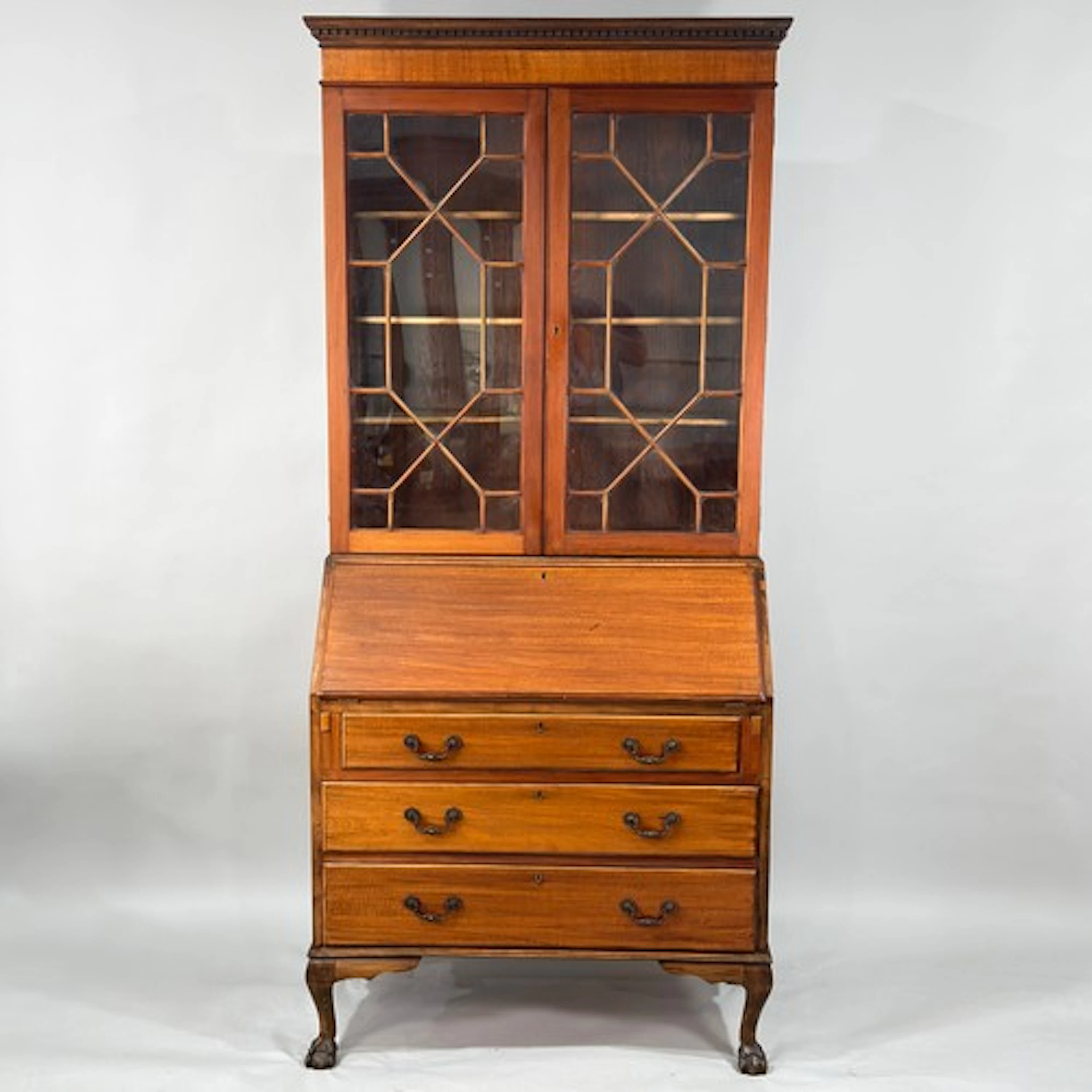 Georgian style mahogany bureau Bookcase, with astragal glaze...