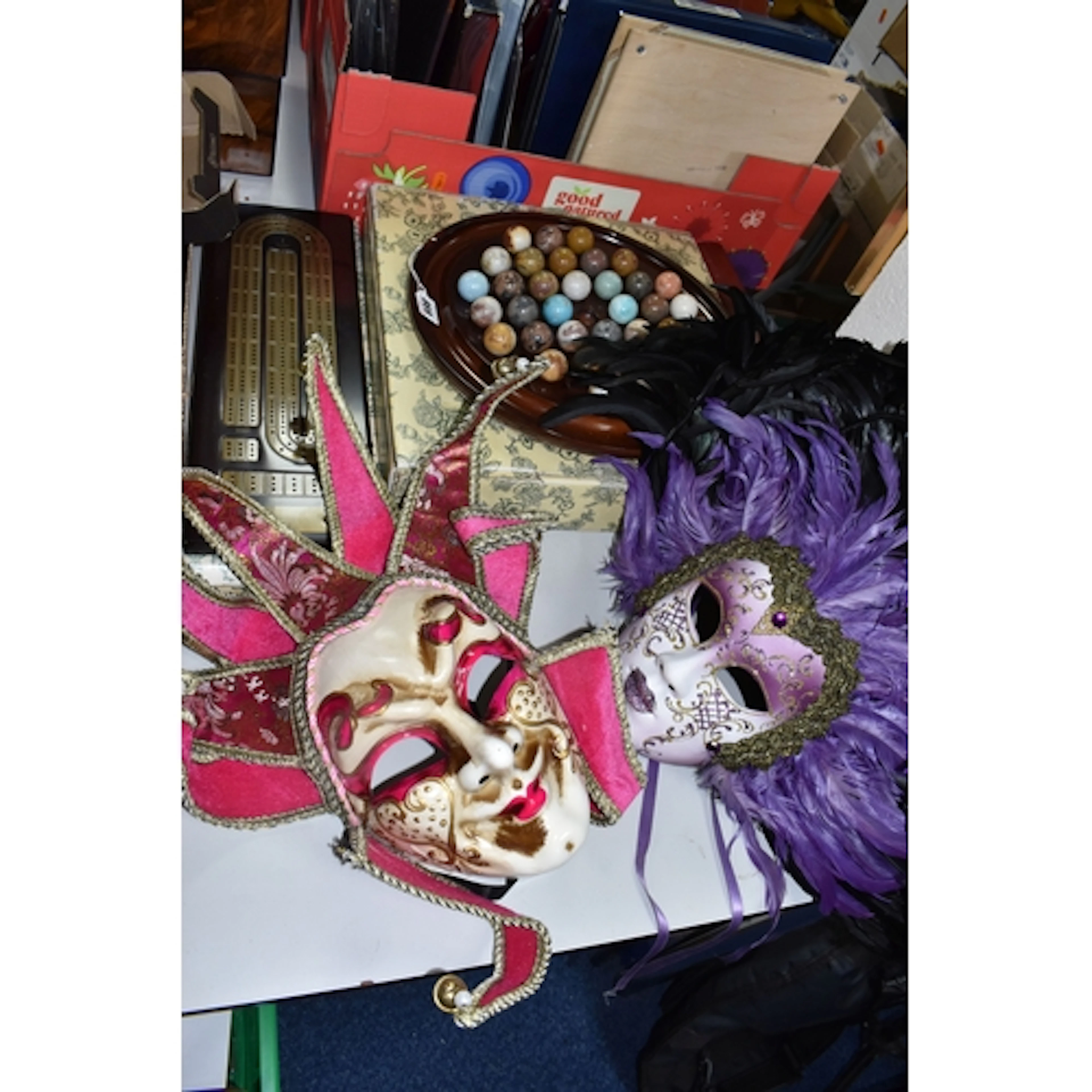 A GROUP OF VINTAGE DECORATIVE ITEMS AND GAMES, to include Th...
