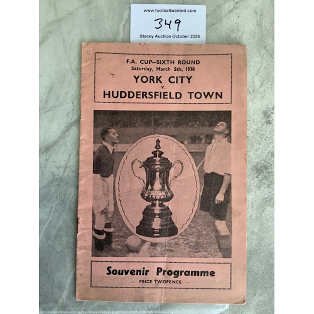 37/38 York City v Huddersfield FA Cup Football Programme: Go...