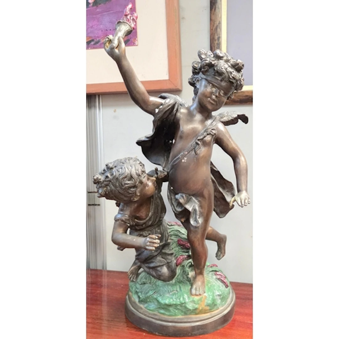 A bronze figural sculpture after Auguste Moreau - "Blindfold...