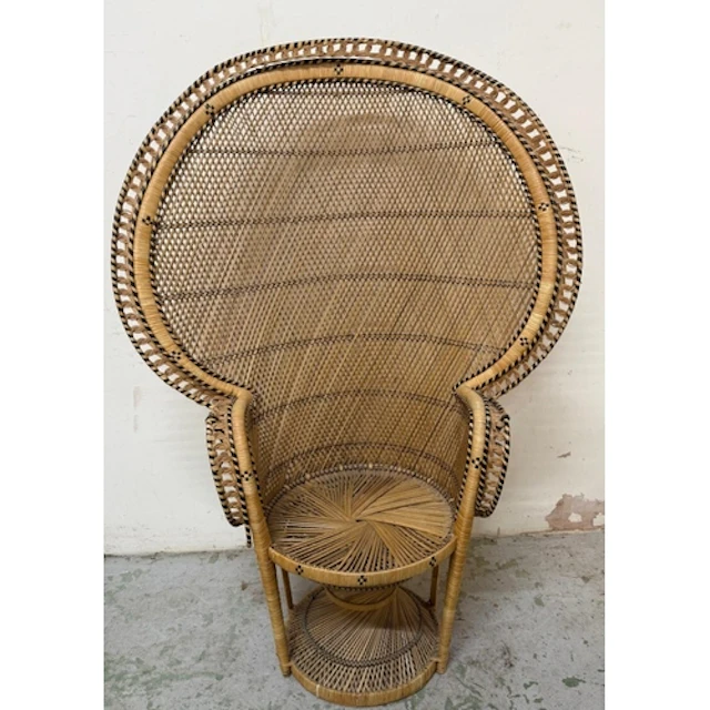 A 1970's rattan and wicker "Peacock" chair.