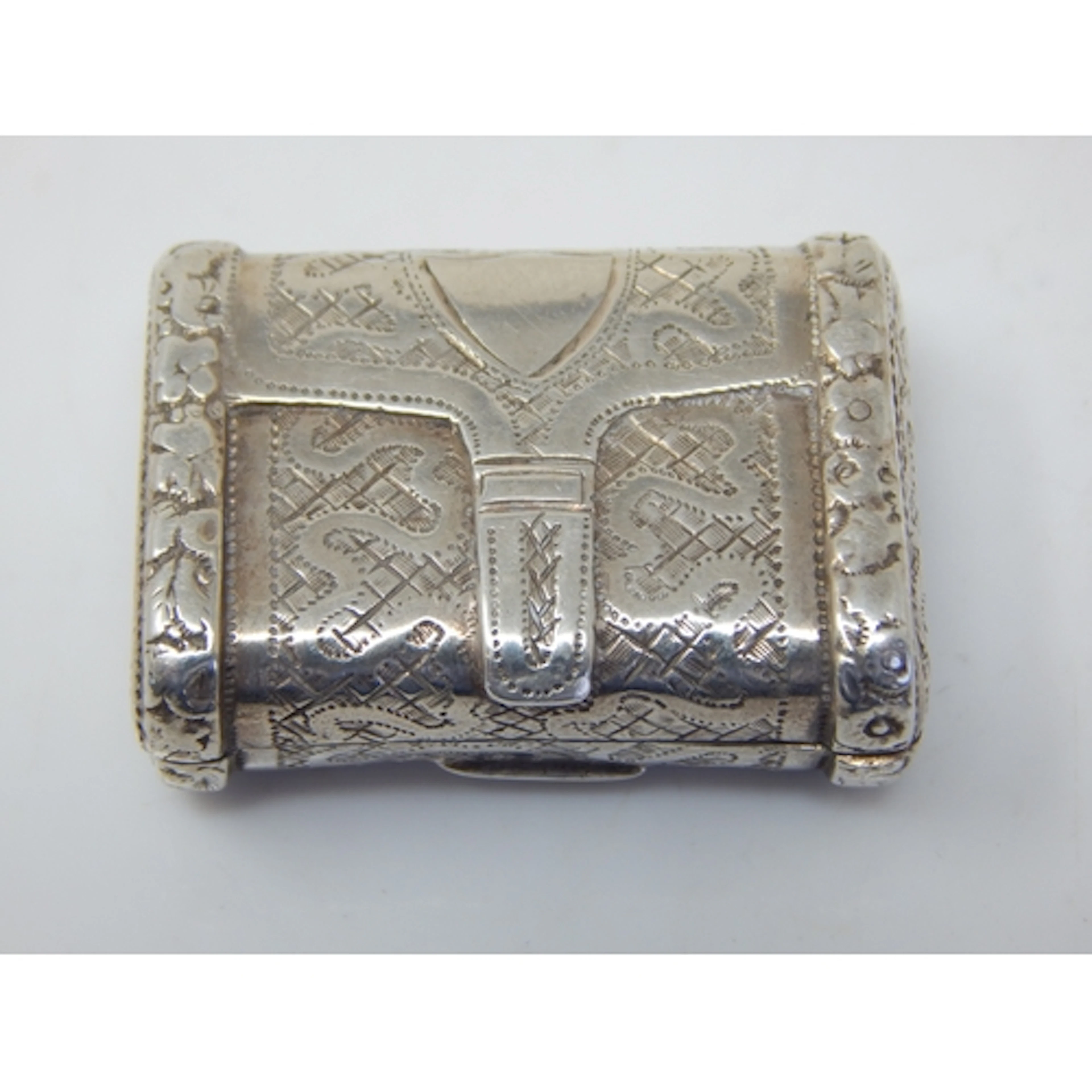 George III Silver Purse Vinaigrette with Pierced Gilded Gril...
