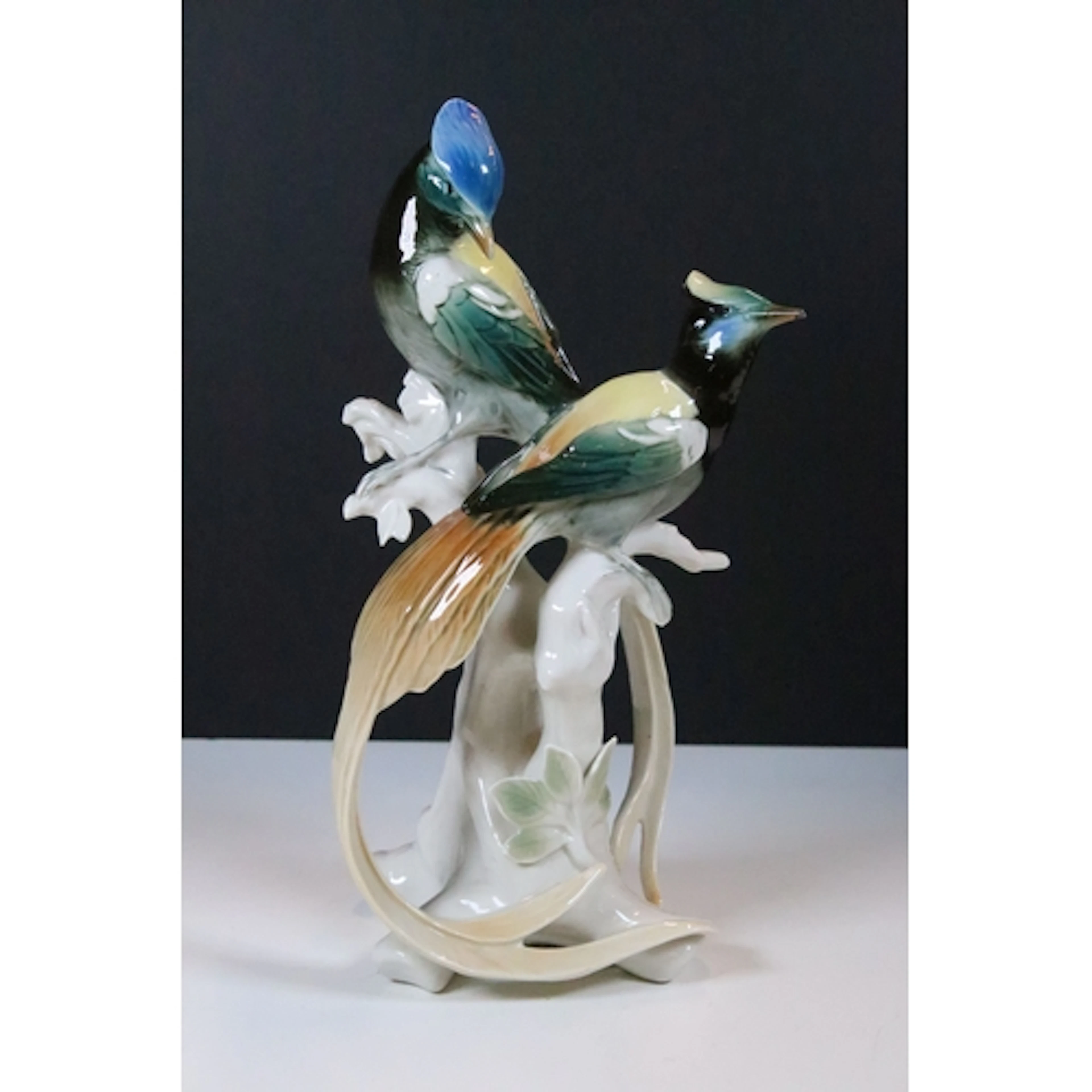 Karl Ens figural group of a pair of birds of paradise, marke...