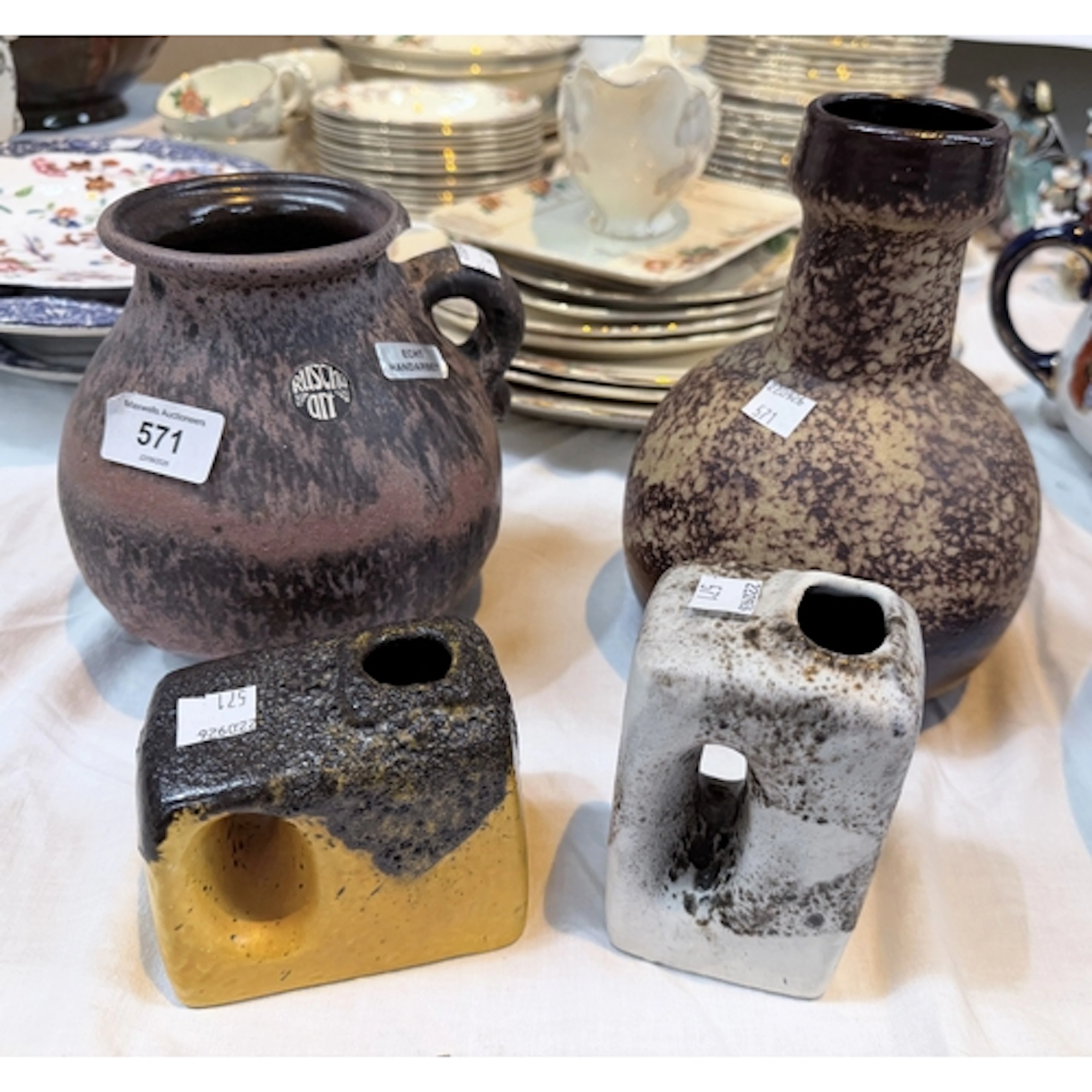 4 pieces of Lierman "Lava Ware" including a vase labelled "R...