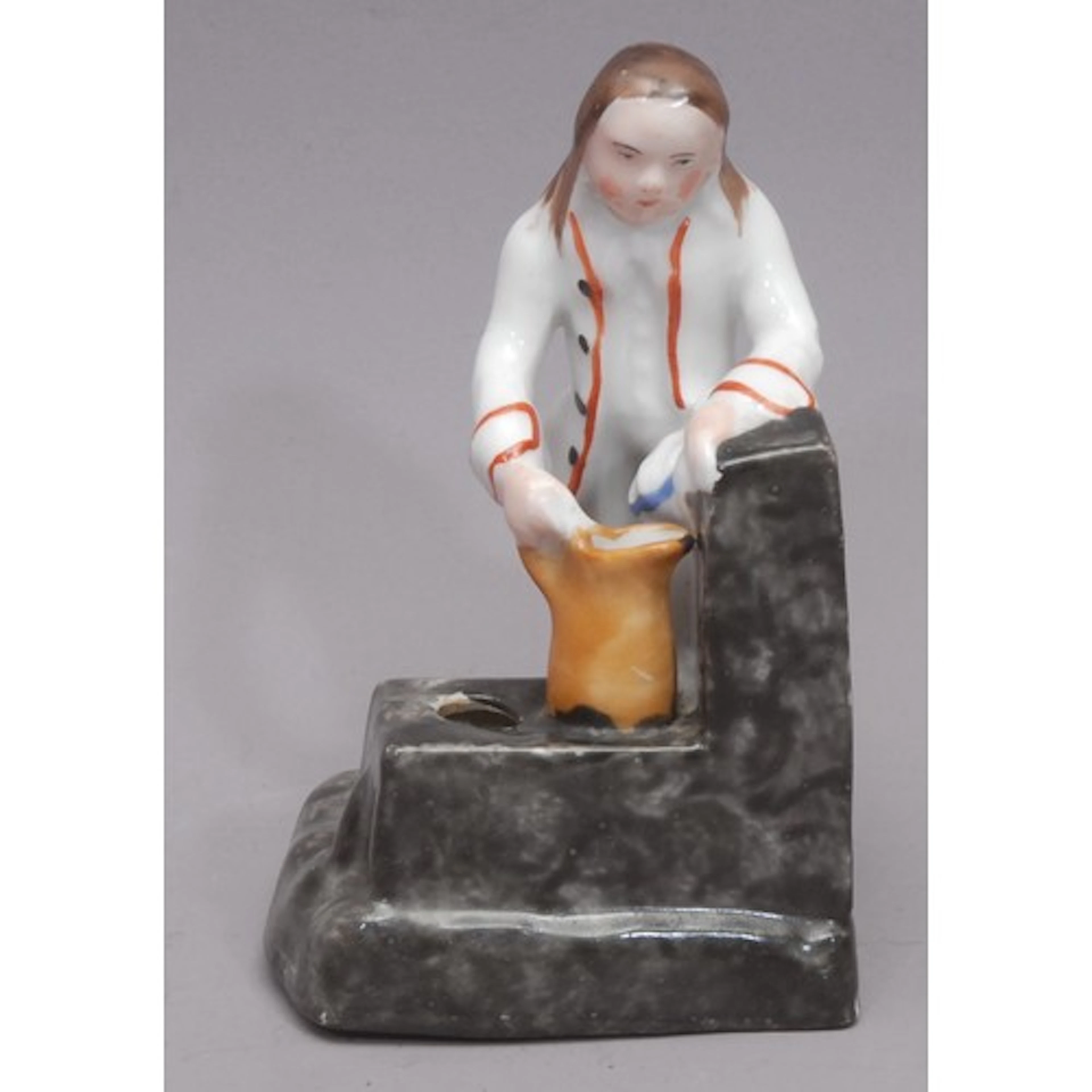 A 19th century Paris porcelain novelty inkwell or pen stand,...