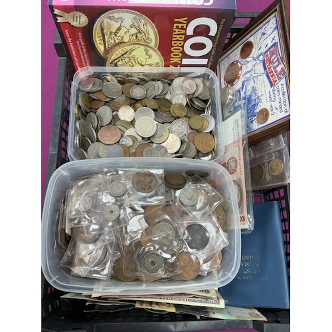 Large Collection Of World Coinage And Banknotes, includes GB...