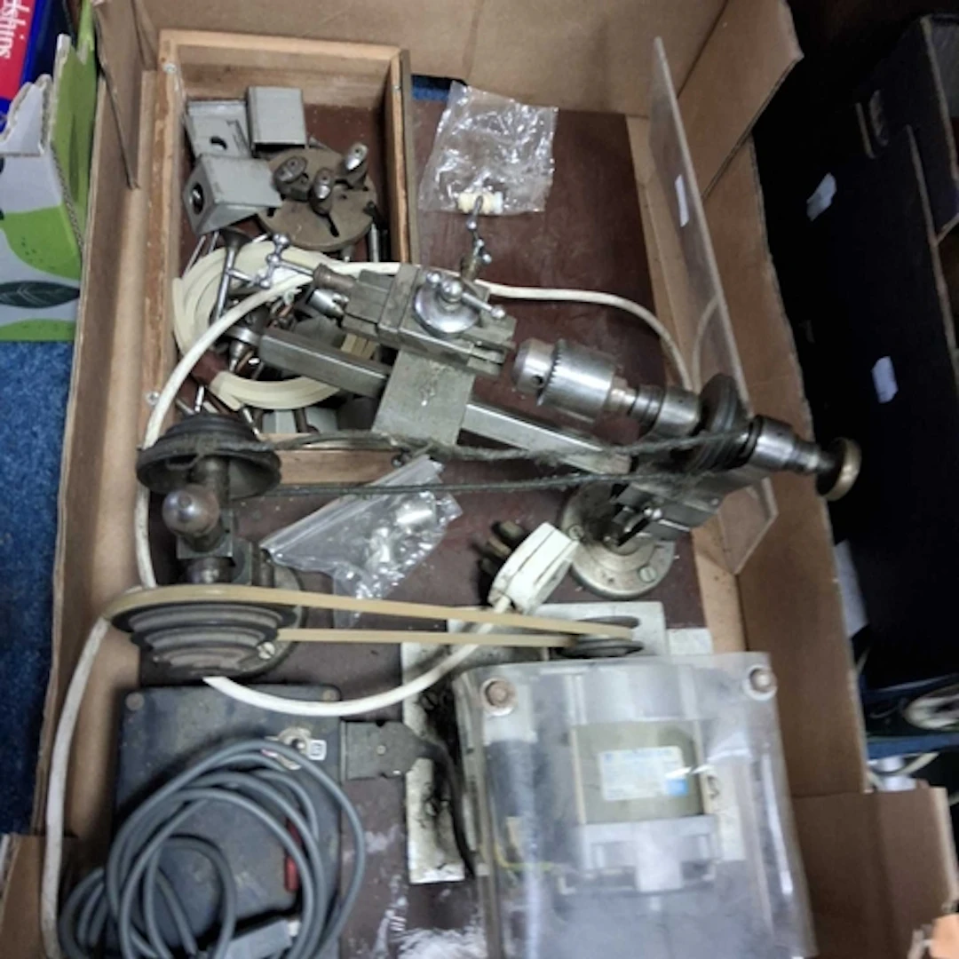 A WATCH MAKERS LATHE fitted with a motor, a Jacob's multi ch...