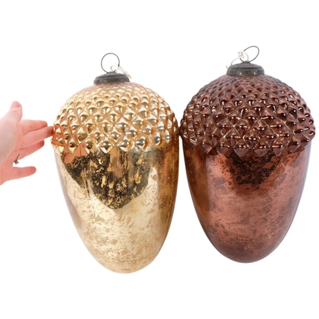 2 large Vintage lustre glass hanging baubles, in the form of...