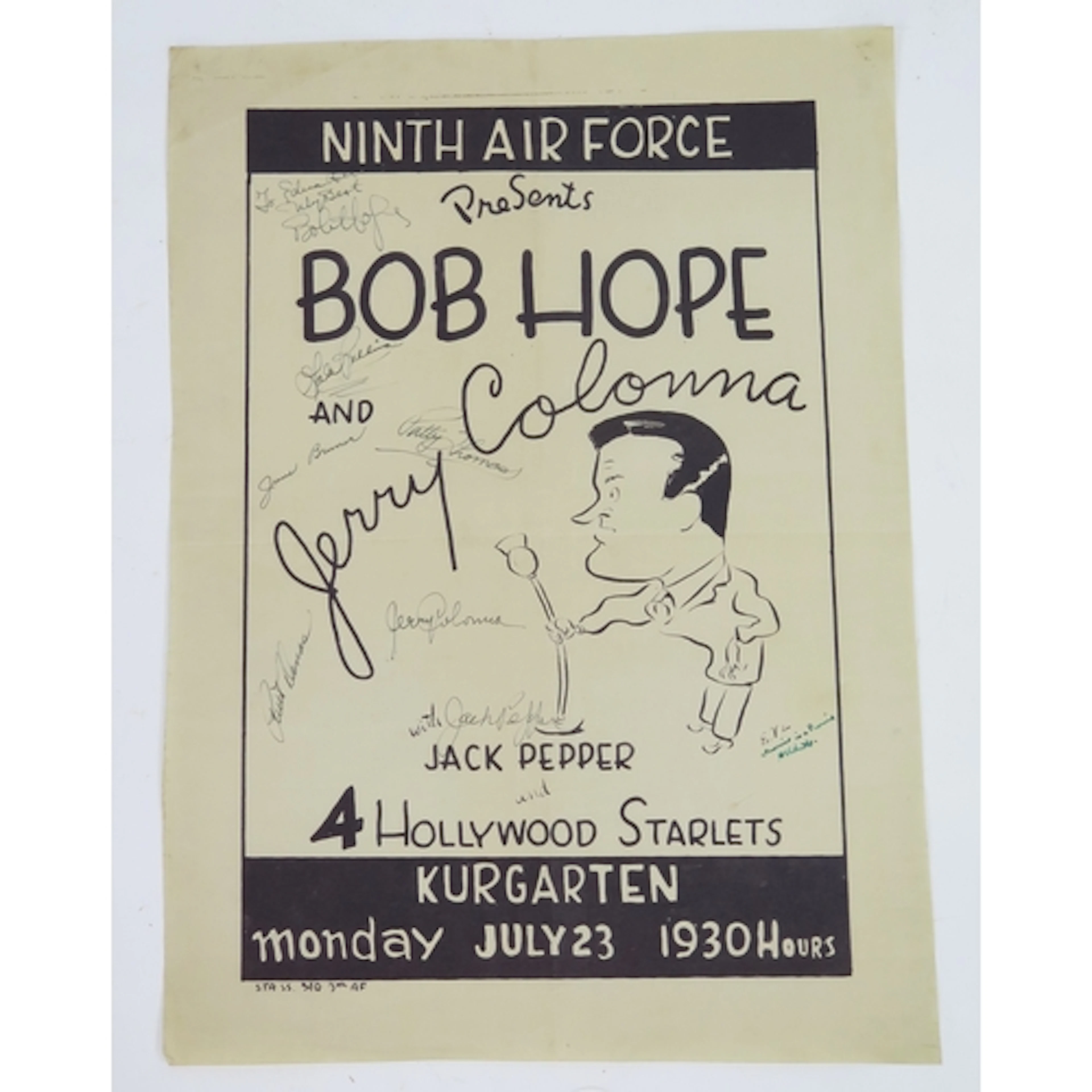Ninth Air Force poster advertising Bob Hope and Jerry Colonn...