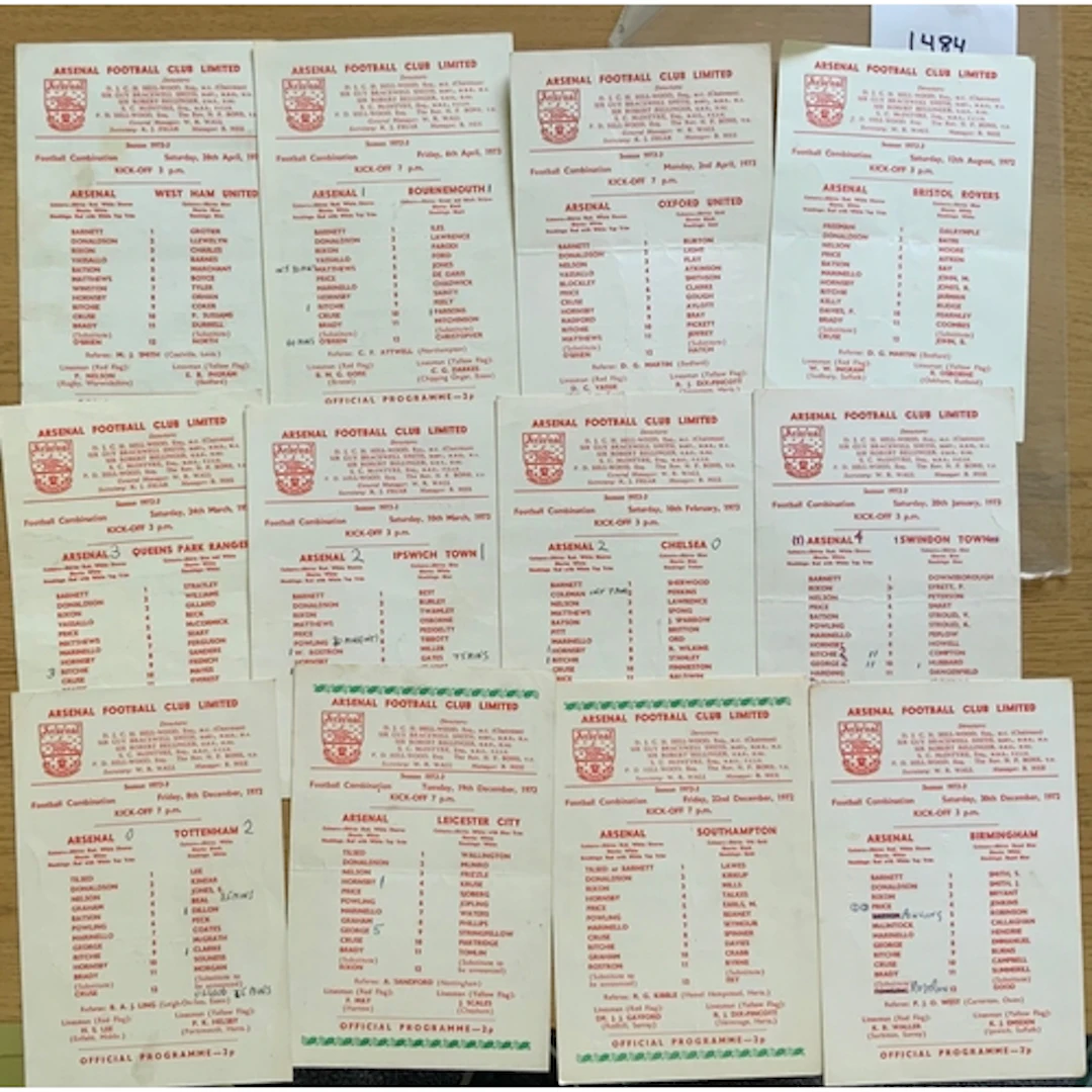 72/73 Arsenal Reserve Home Football Programmes: Possibly com...