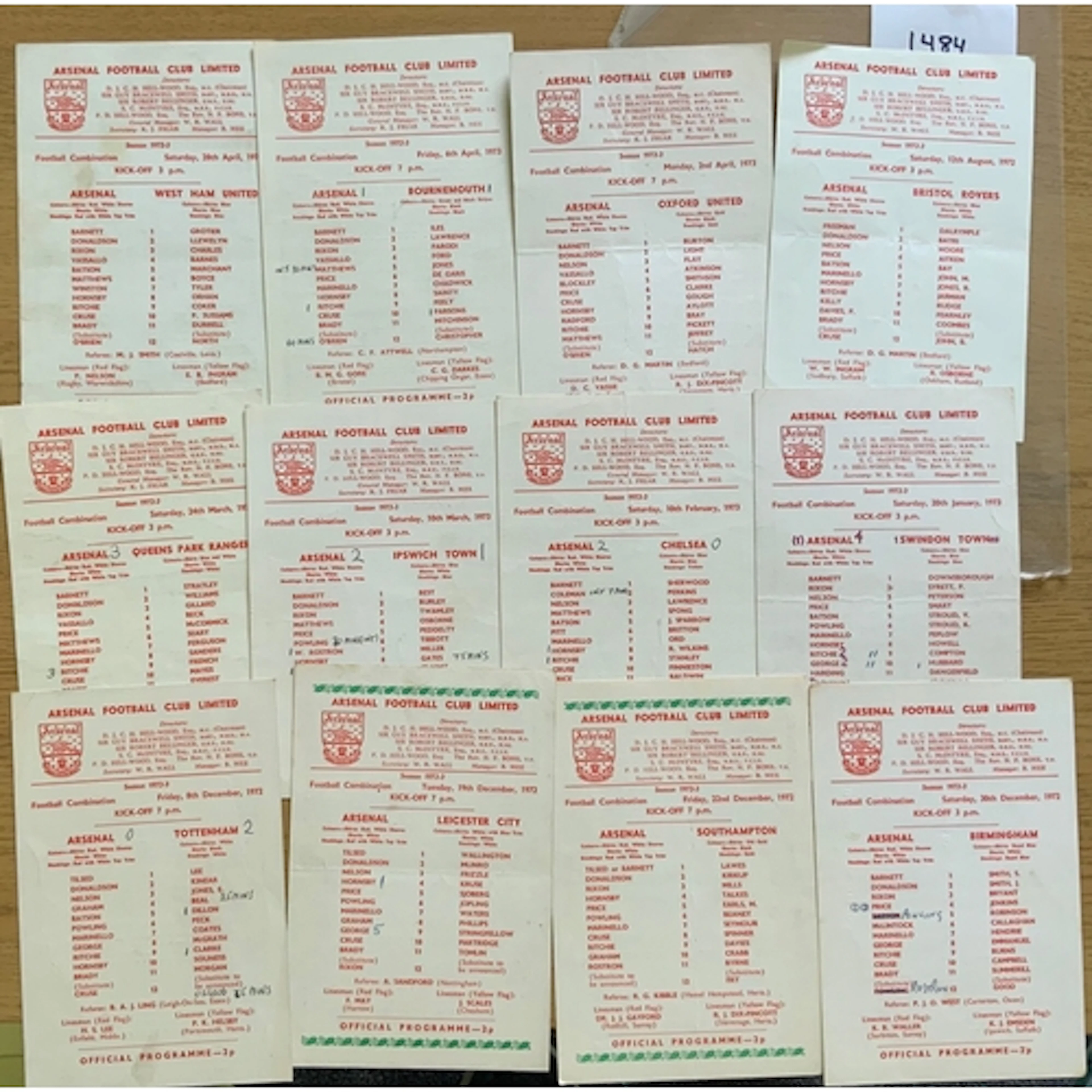 72/73 Arsenal Reserve Home Football Programmes: Possibly com...