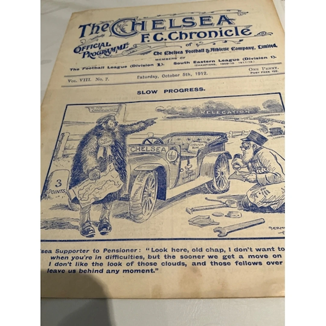 1912 - 1913 Chelsea v Sunderland Football Programme: Fold ou...