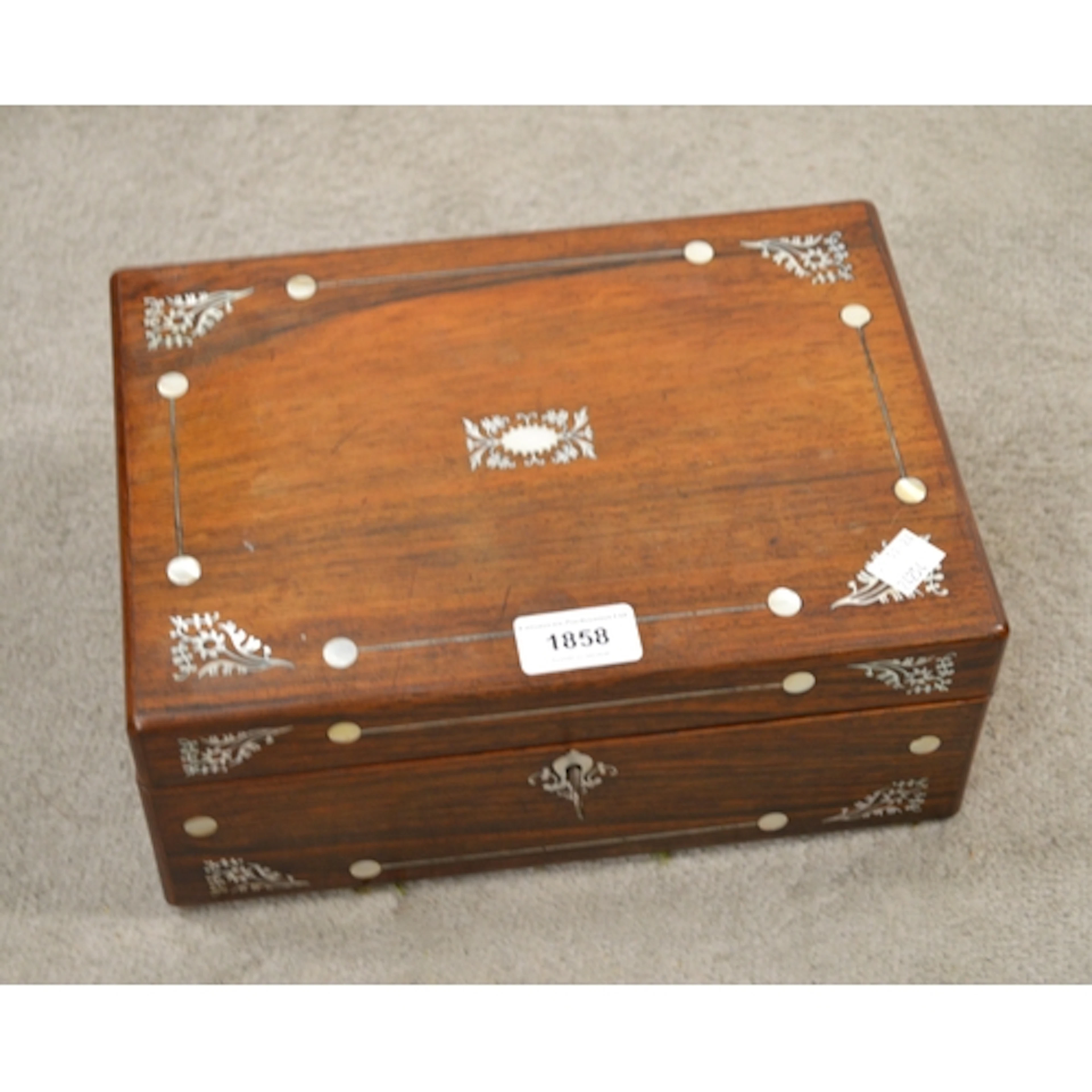 19th Century rosewood and mother of pearl inlaid workbox, th...