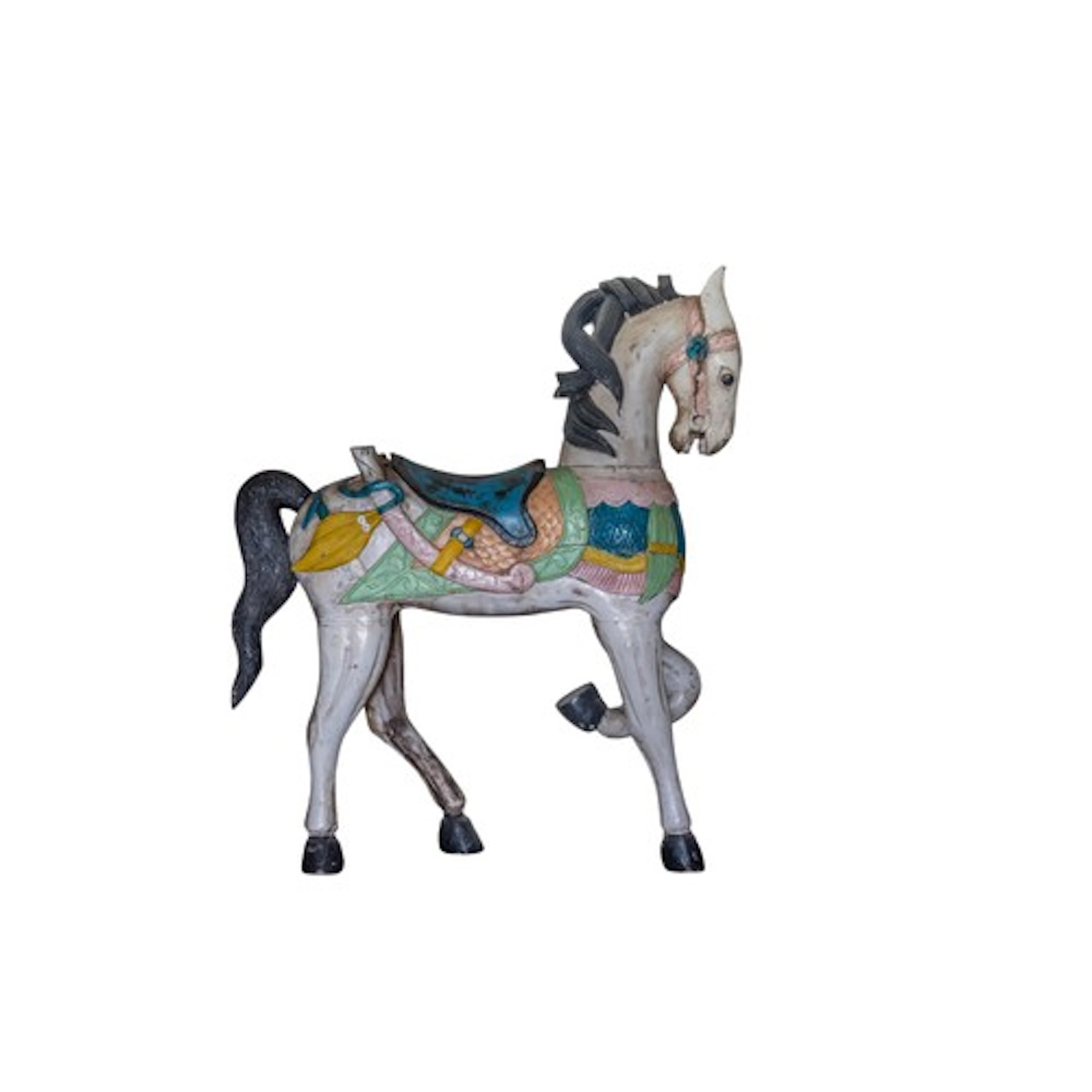 A VINTAGE POLYCHROME PAINTED TEAK HORSE EARLY 20TH CENTURY 1...