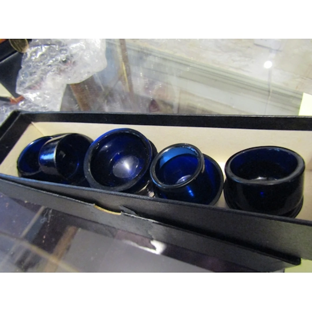 Various Bristol Blue Table Salt and Cruet Glass Liners