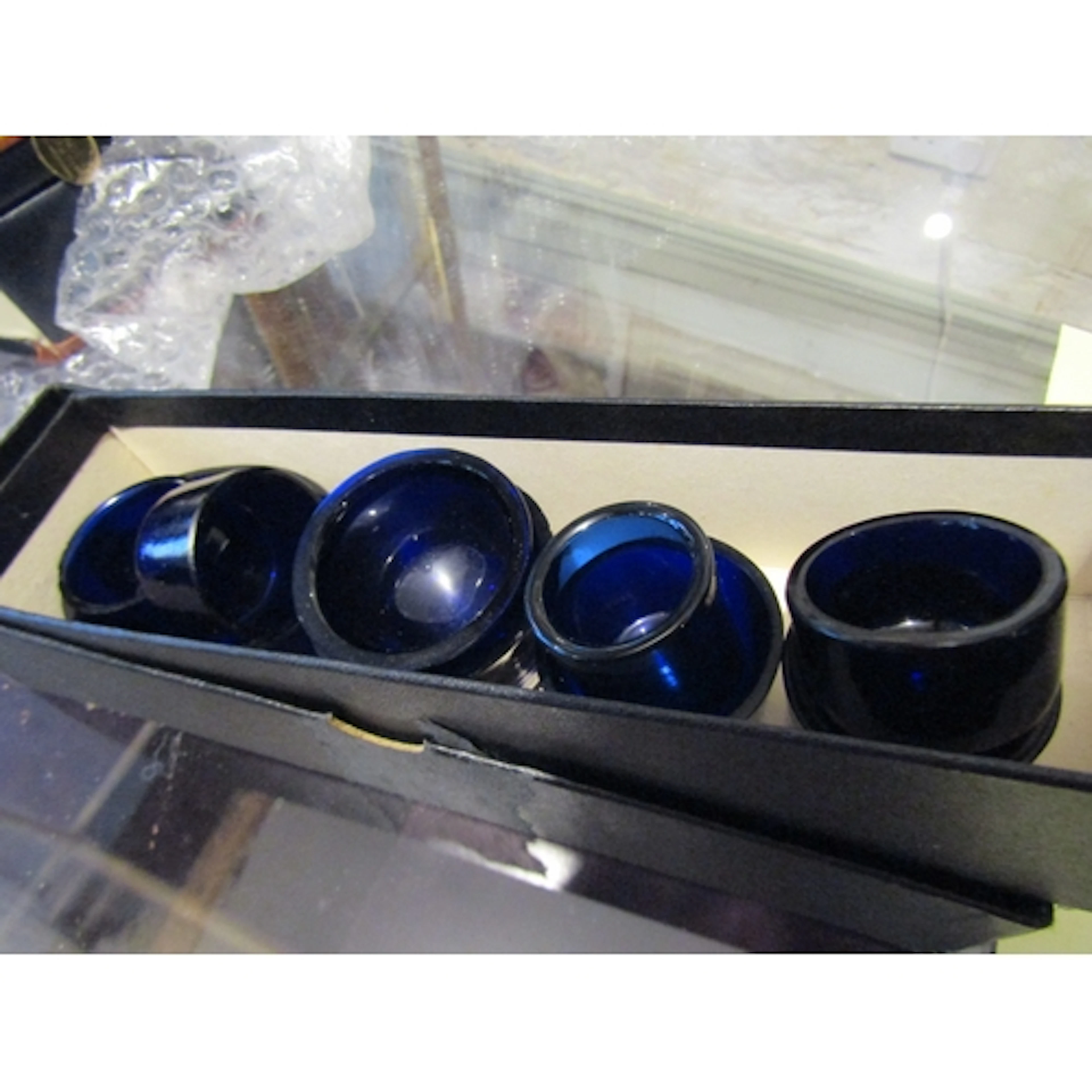 Various Bristol Blue Table Salt and Cruet Glass Liners