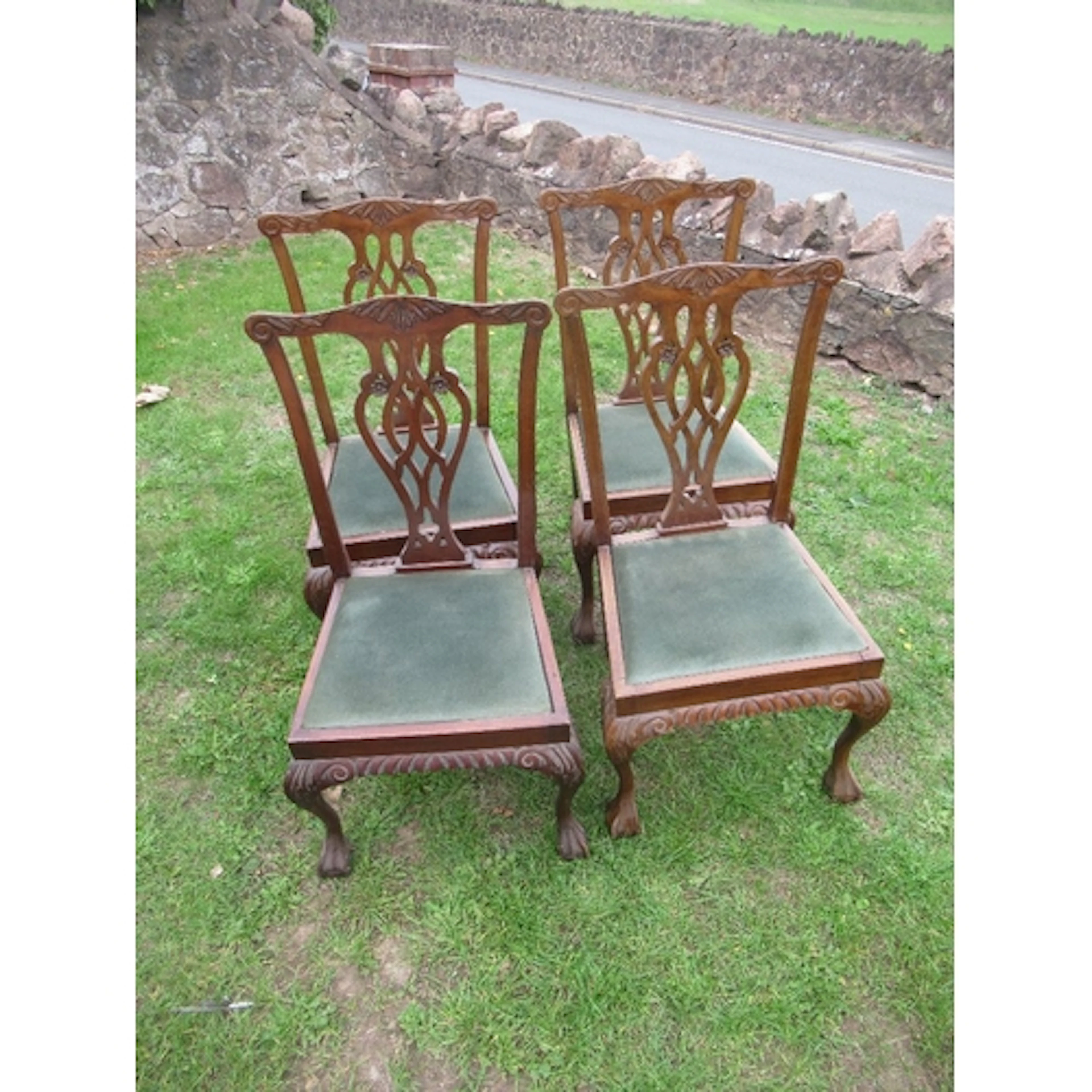 A set of four 19th century style Dining chairs with pierced ...