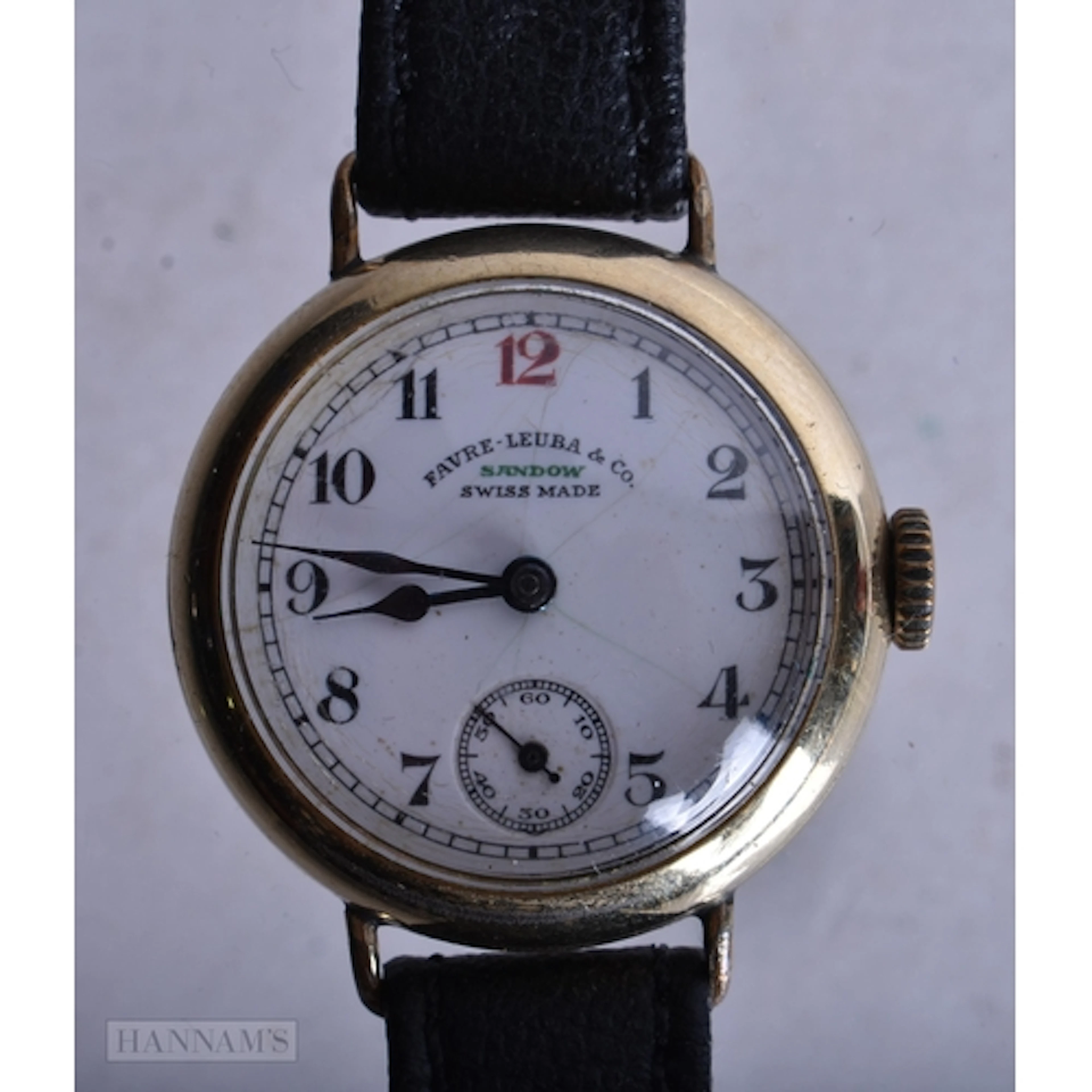 A FAVRE LEUBA SANDOW WRIST WATCH. Running. 3 cm wide.