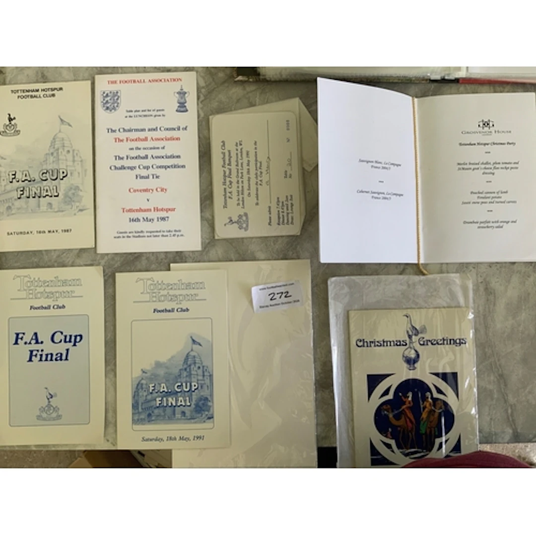 Tottenham FA Cup Final Football Menus: 1987 banquet menu hel...