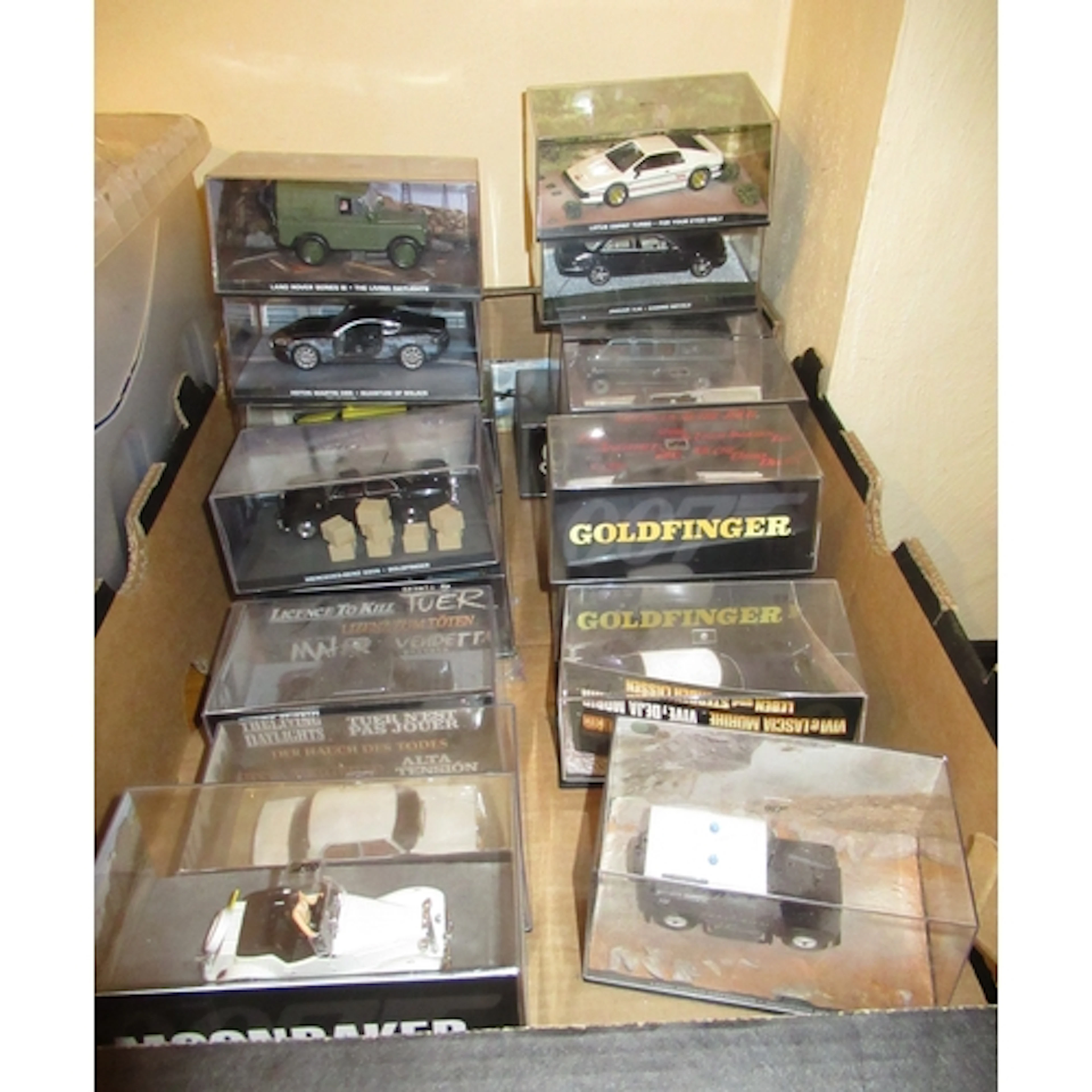 Three boxes containing a large collection mainly 007 diecast...