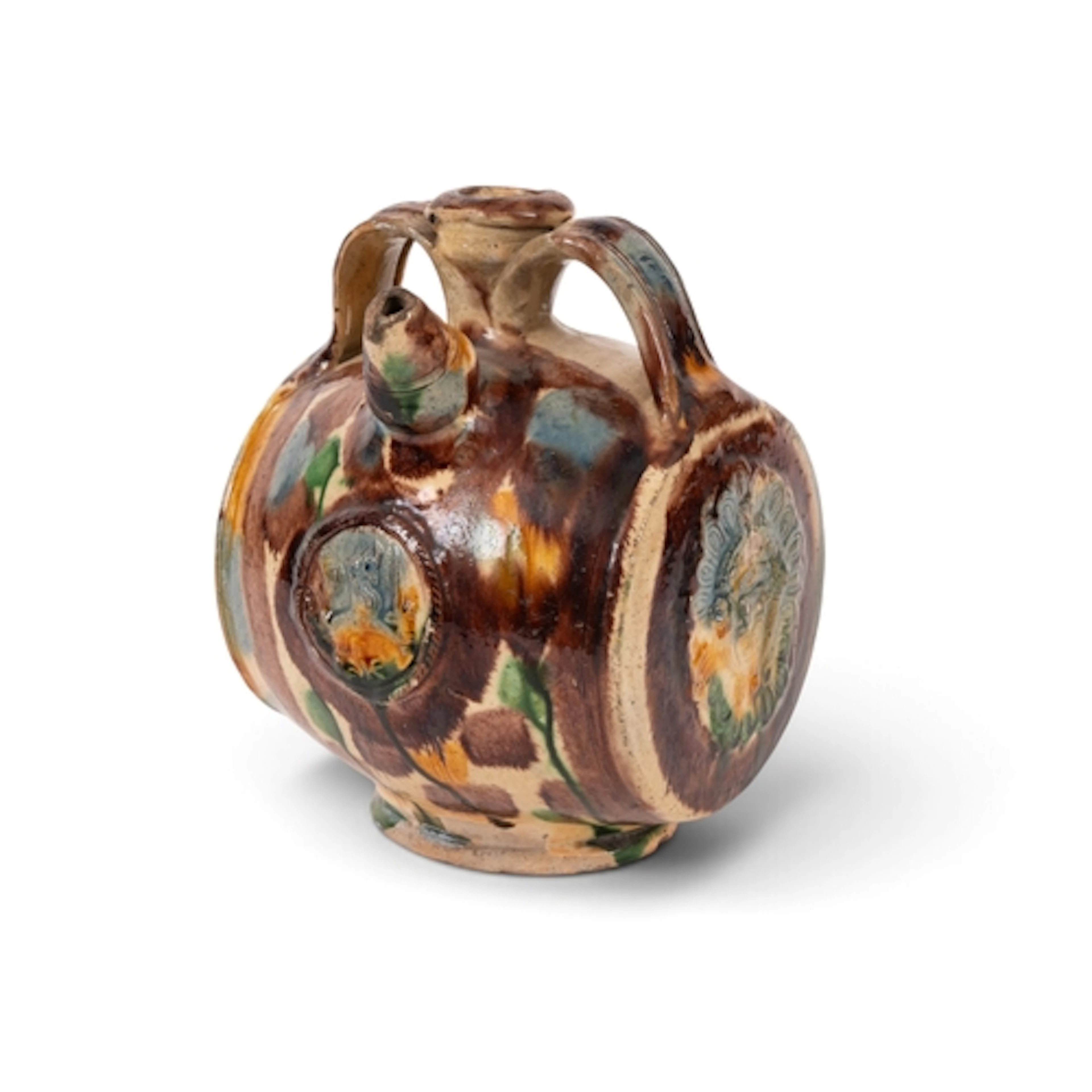 A School of Palissy pilgrim flask, 17th century France, prob...