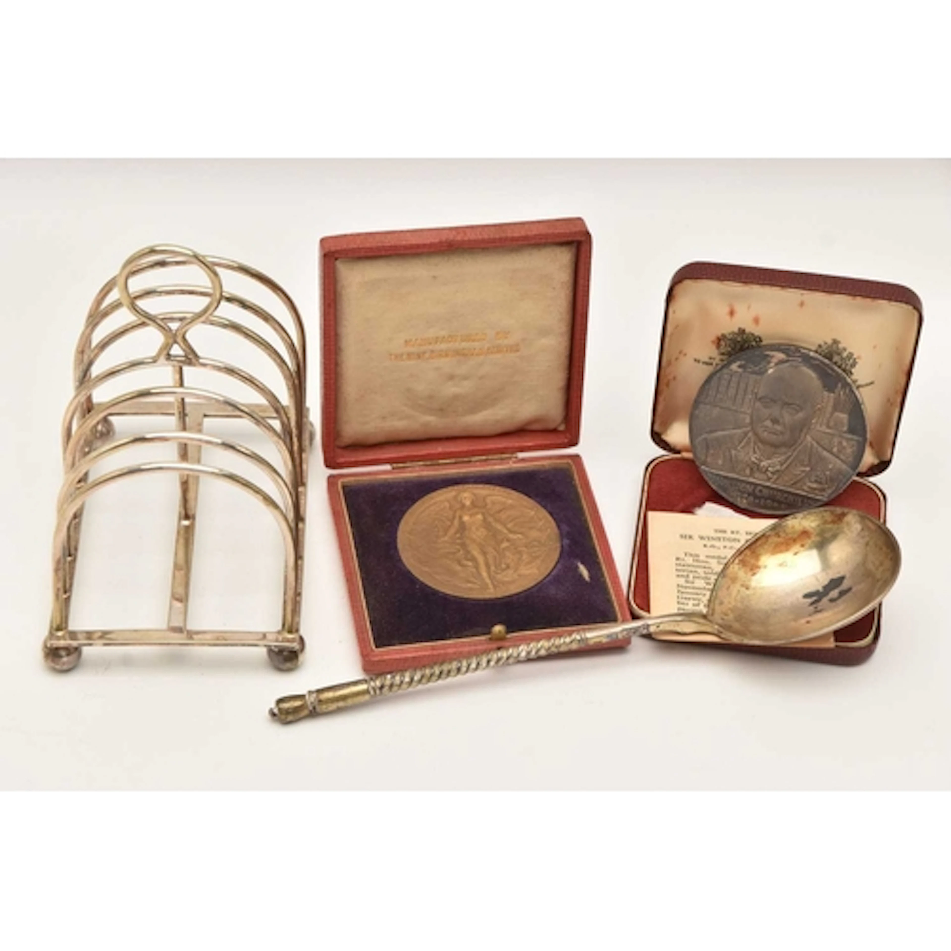 TWO MEDALS AND METAL WEAR, a boxed commemorative Sir Winston...