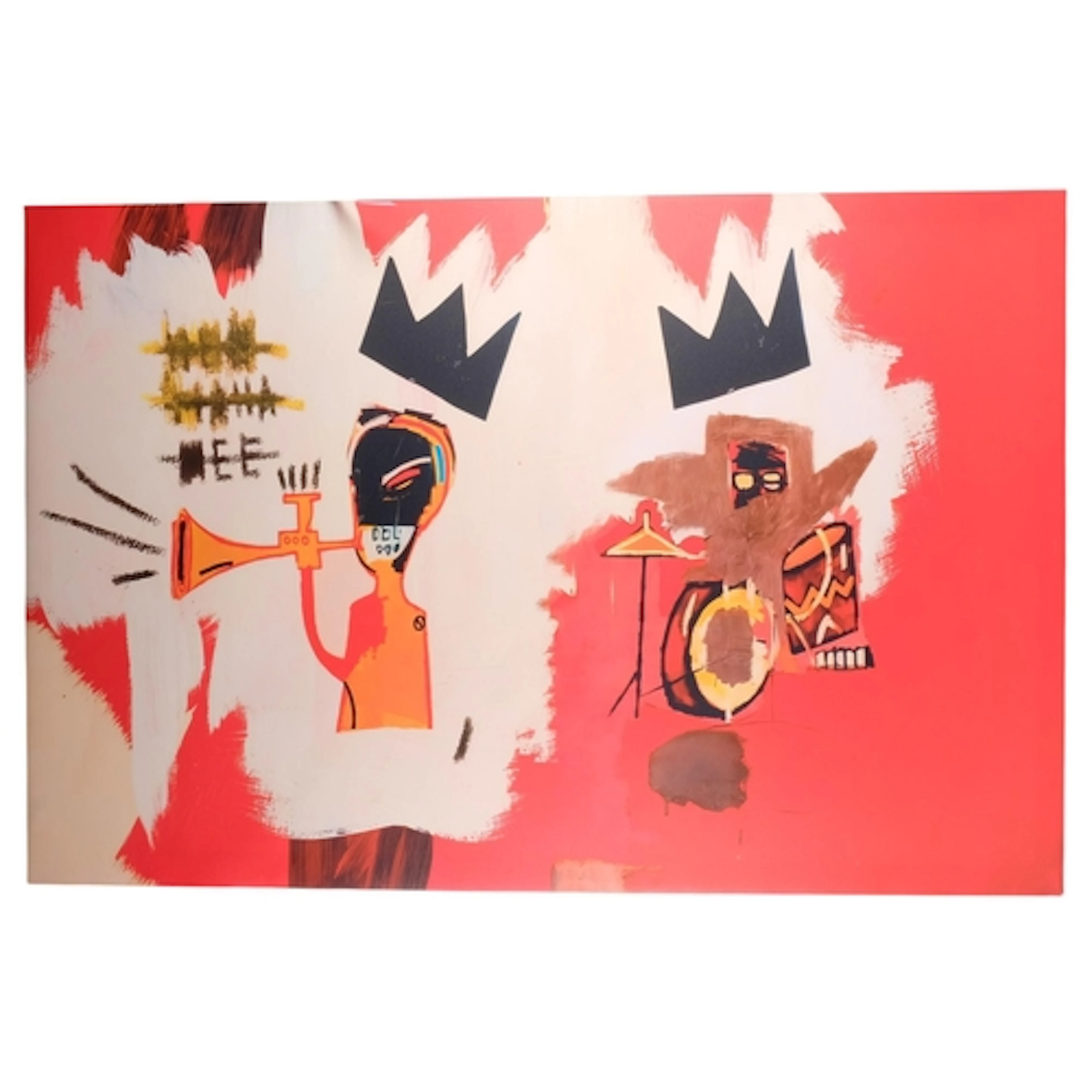 Jean Michel Basquiat, a large canvas print, musical band, 10...