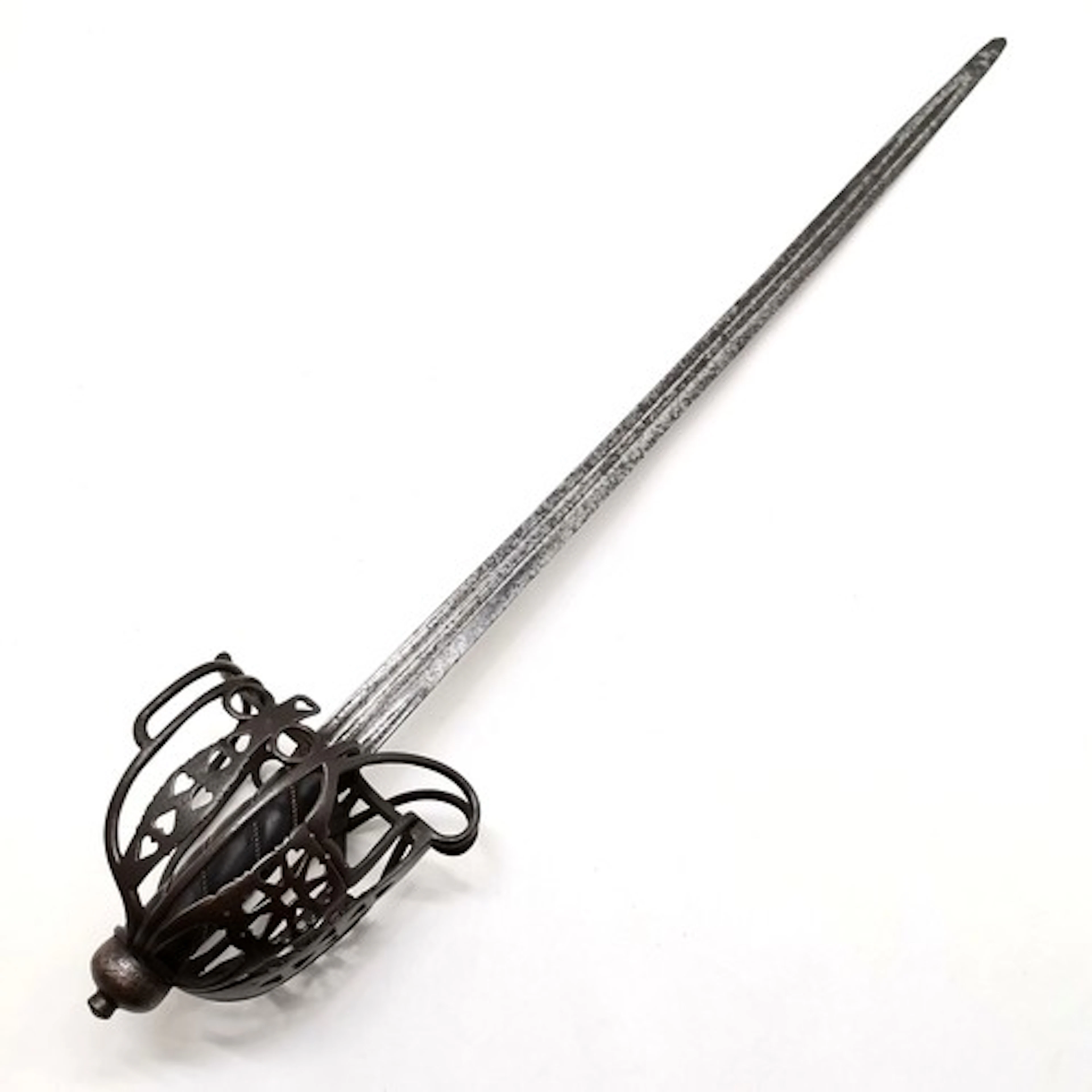Antique Scottish sword with basket hilt with pierced detail ...