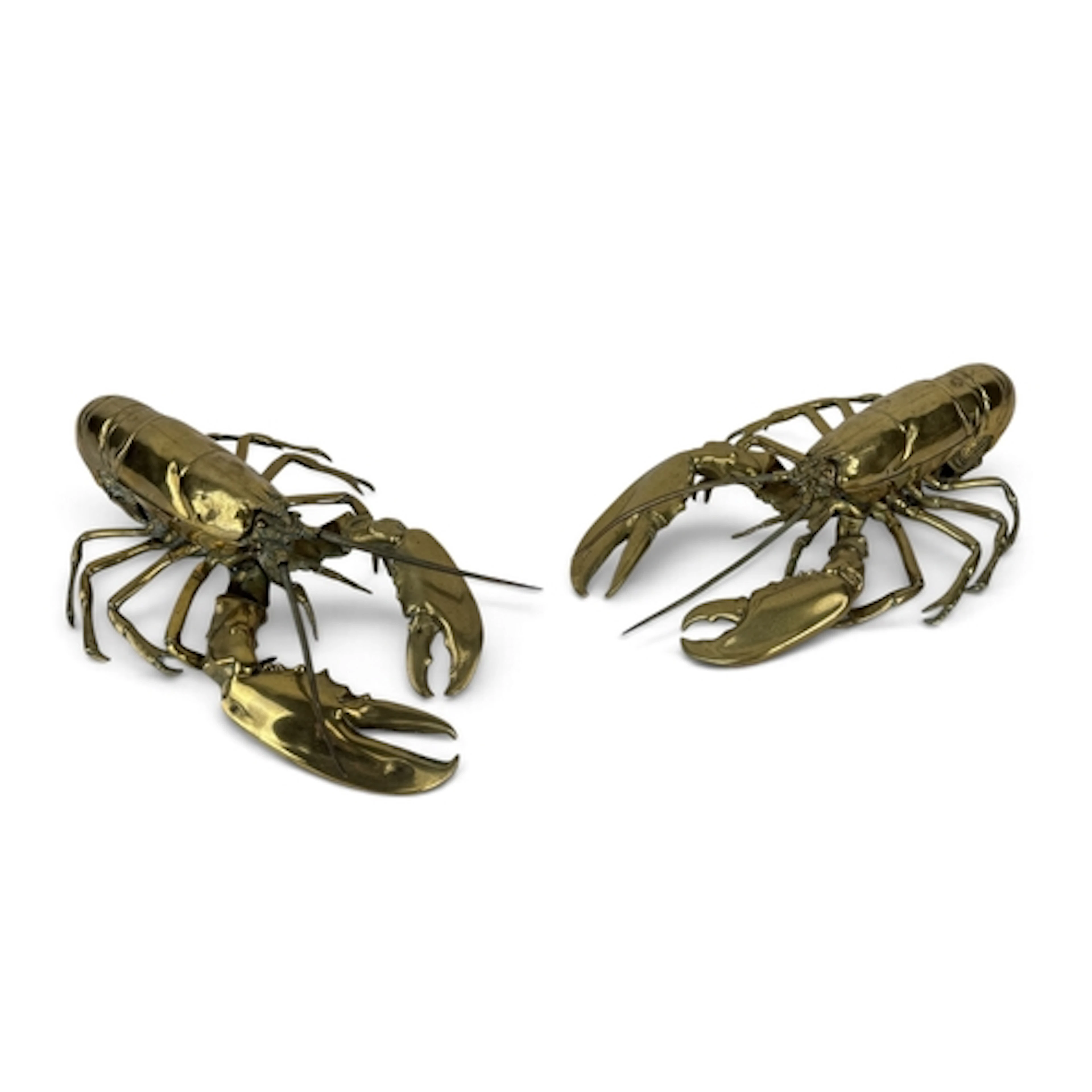 A PAIR OF BRASS NOVELTY INKSTANDS, IN THE FORM OF LOBSTERS, ...
