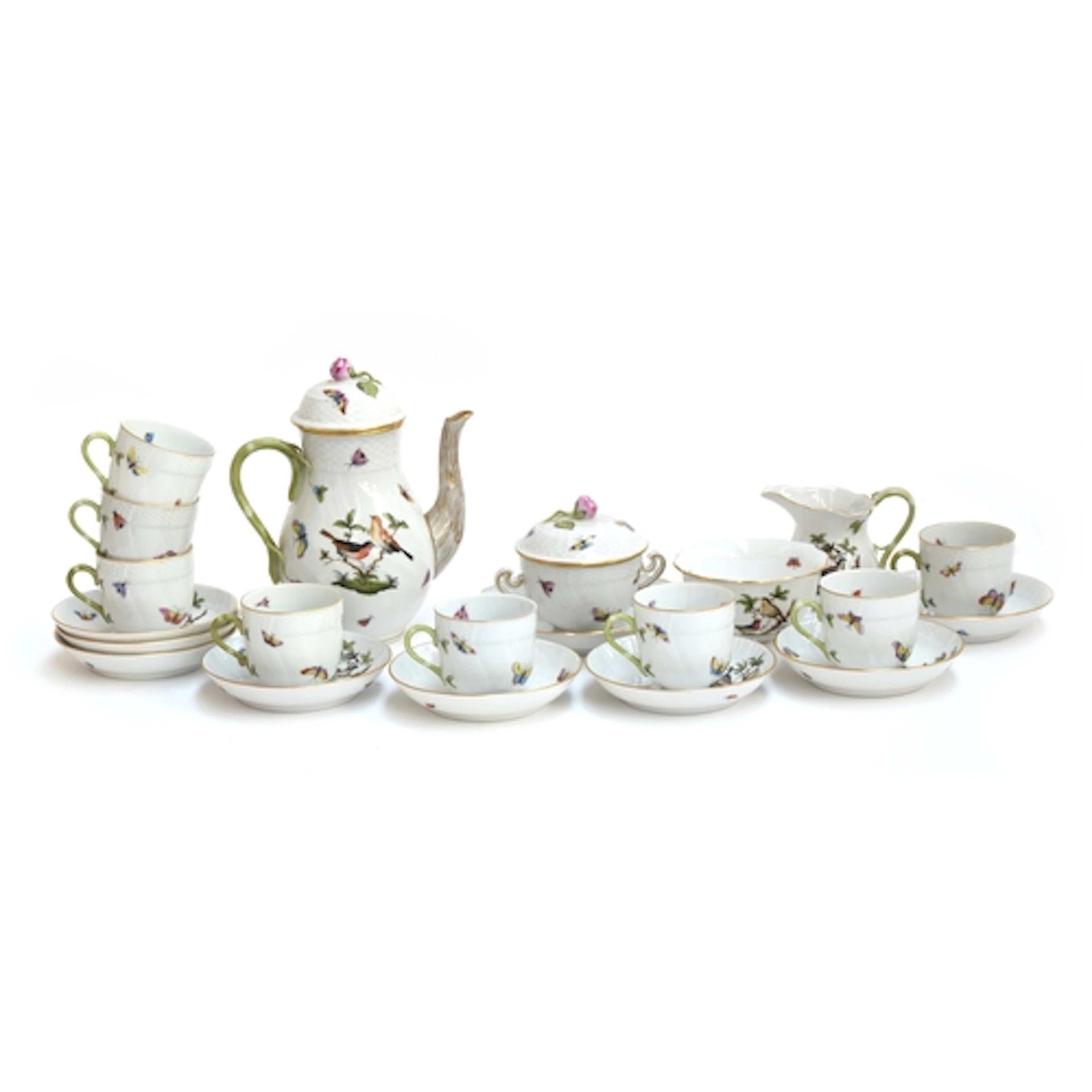 A Herend Hungary porcelain part coffee service in 'Rothschil...