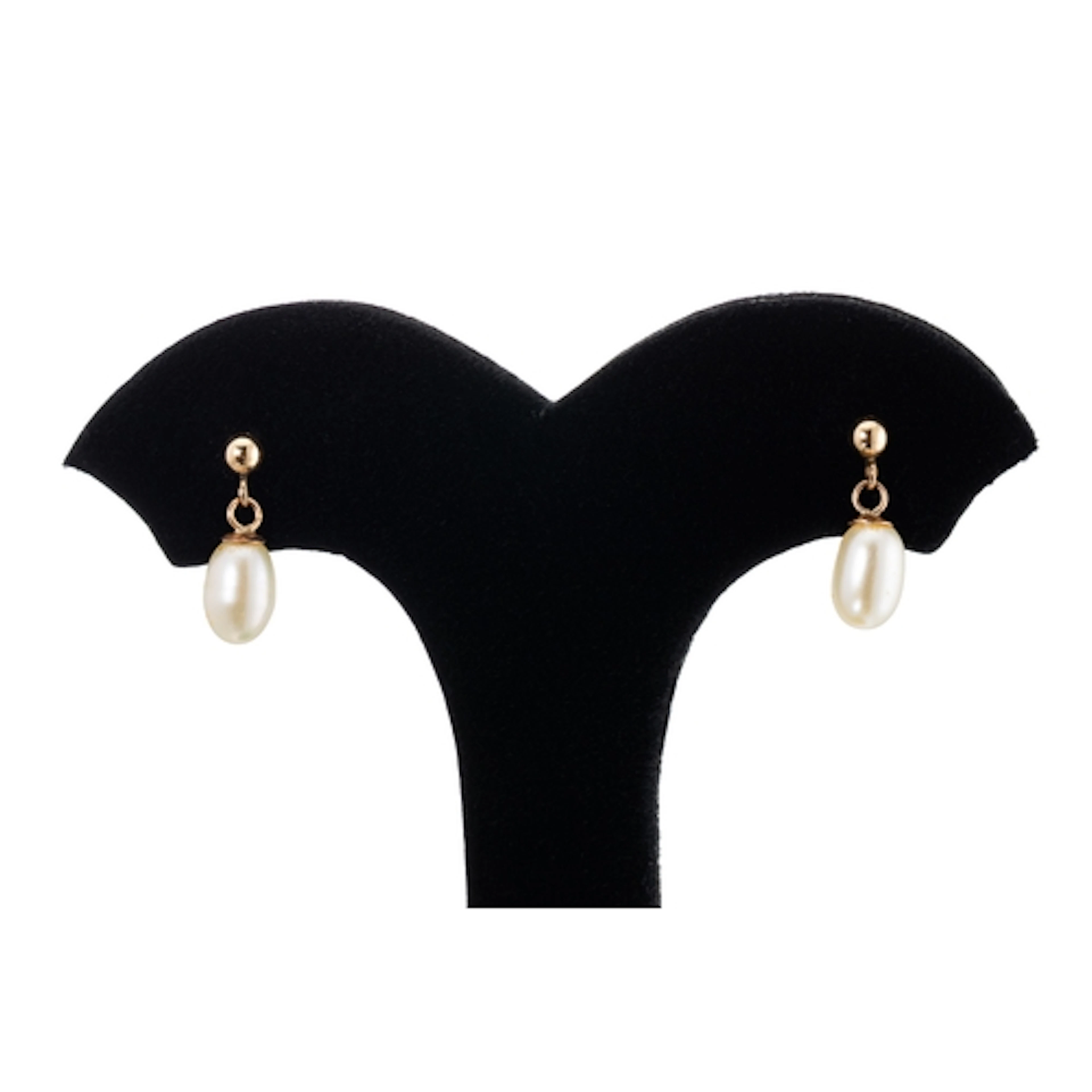 A PAIR OF PEARL DROP EARRINGS, mounted in 9ct gold