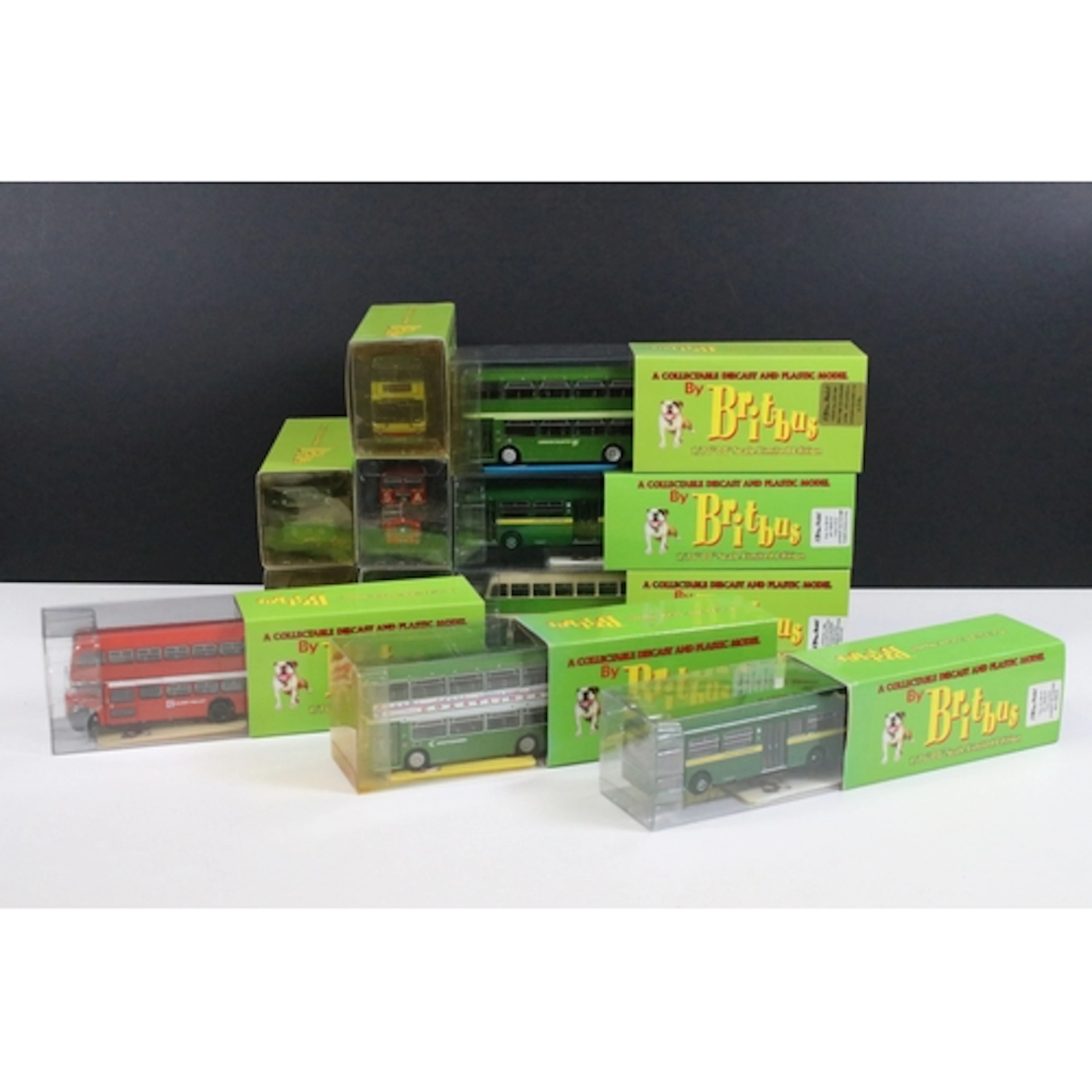 11 Boxed Britbus diecast model buses to include ME-01 AEC Me...