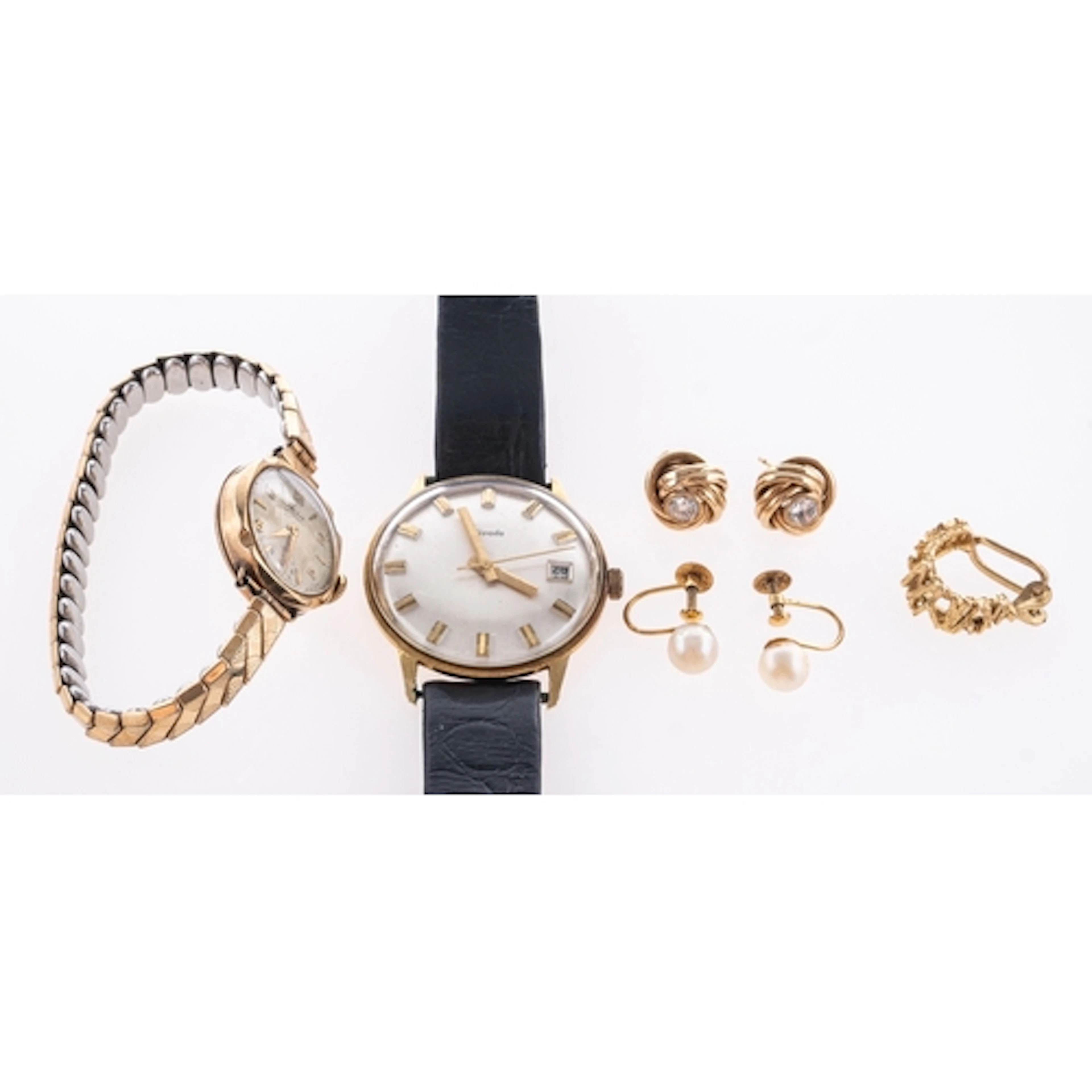 Two watches with yellow metal cases, marked 14k and 9ct toge...