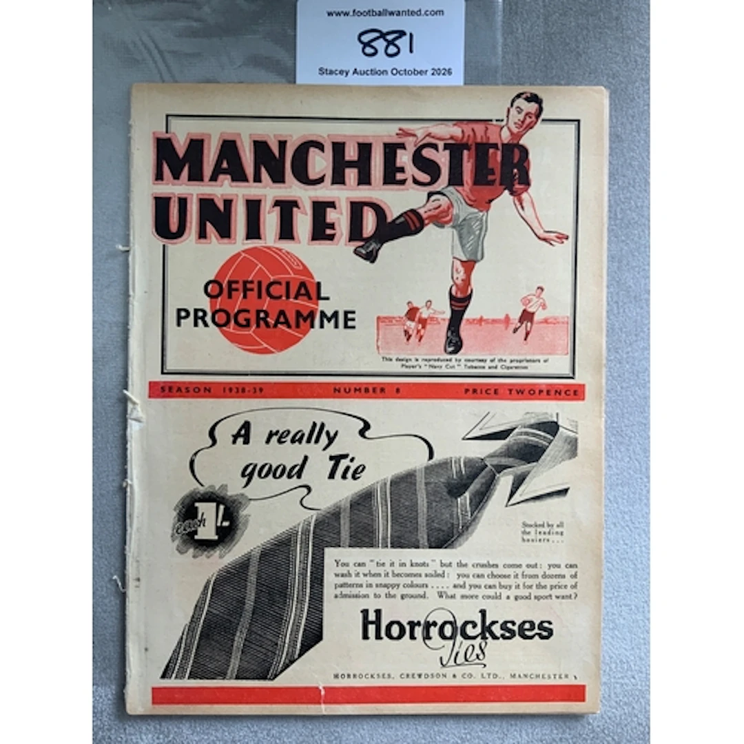 1938 - 1939 Manchester United v Huddersfield Town Football P...