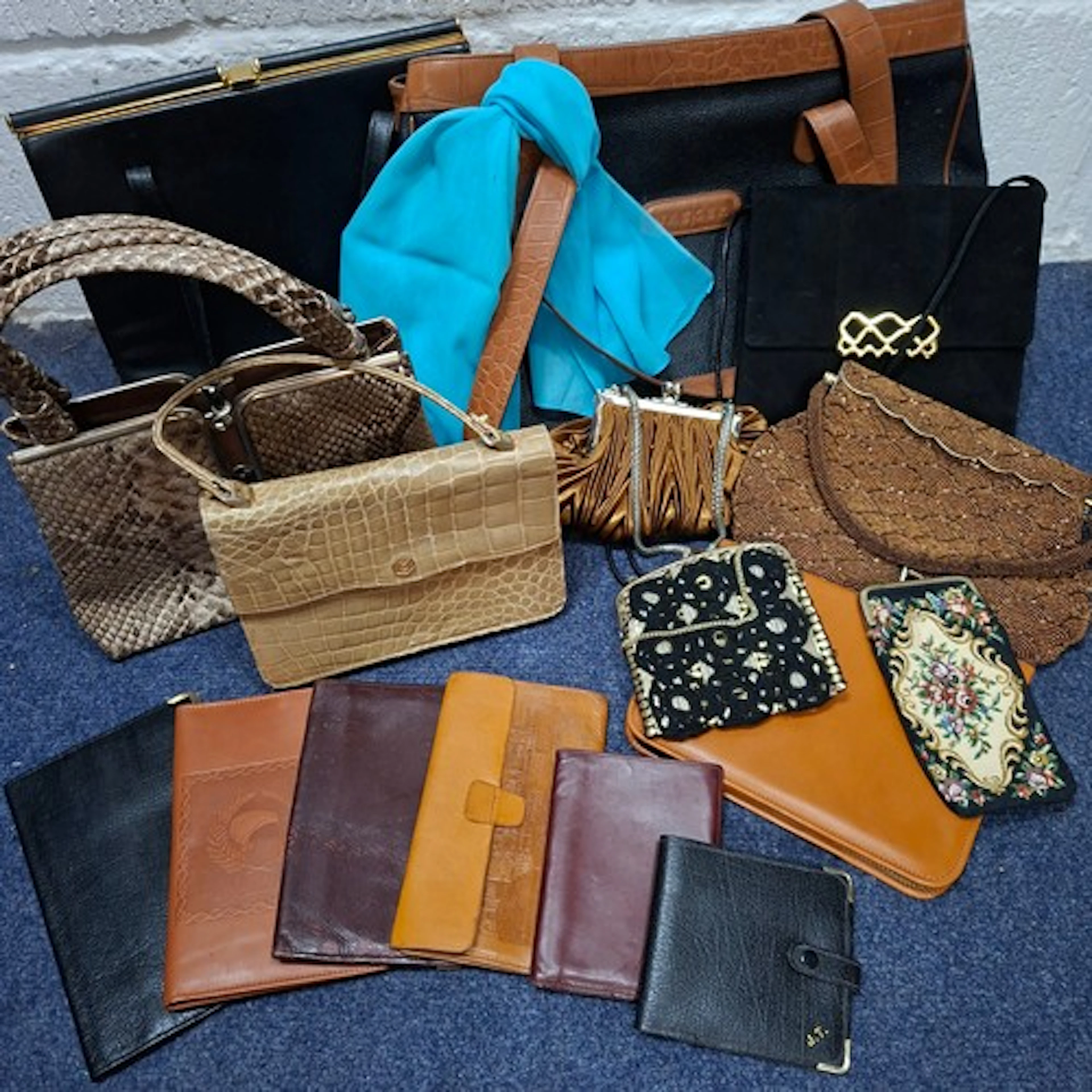 A quantity of vintage handbags and evening bags to include ...