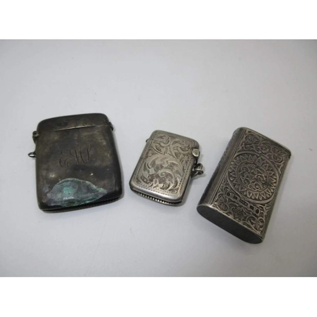 Victorian Silver Vesta Case, Birmingham 1874 and 2 Other Sil...